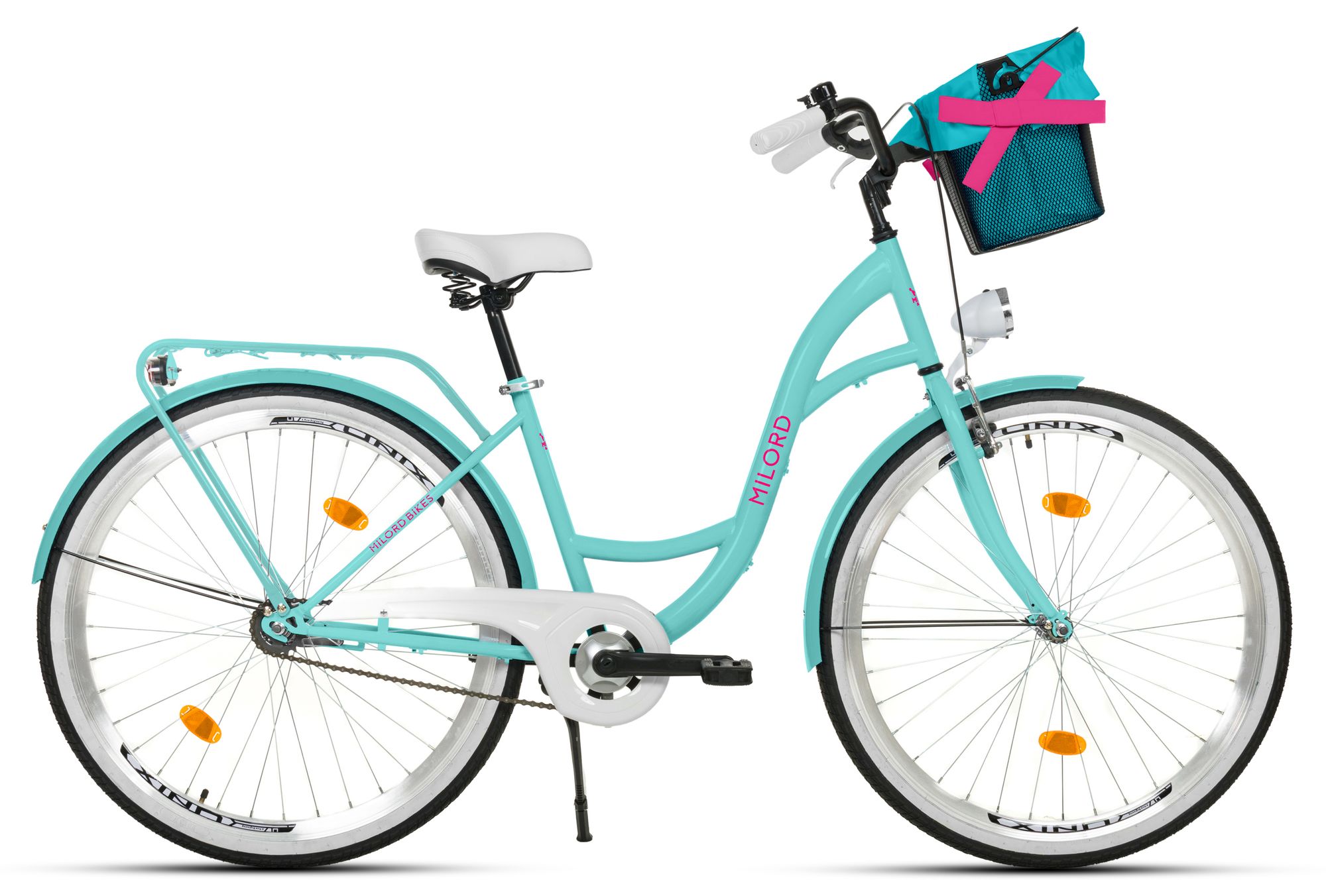 Milord Komfort Stadtfahrrad Fahrrad mit Korb Damenfahrrad, 28 Zoll, Weiß, 1-Gang