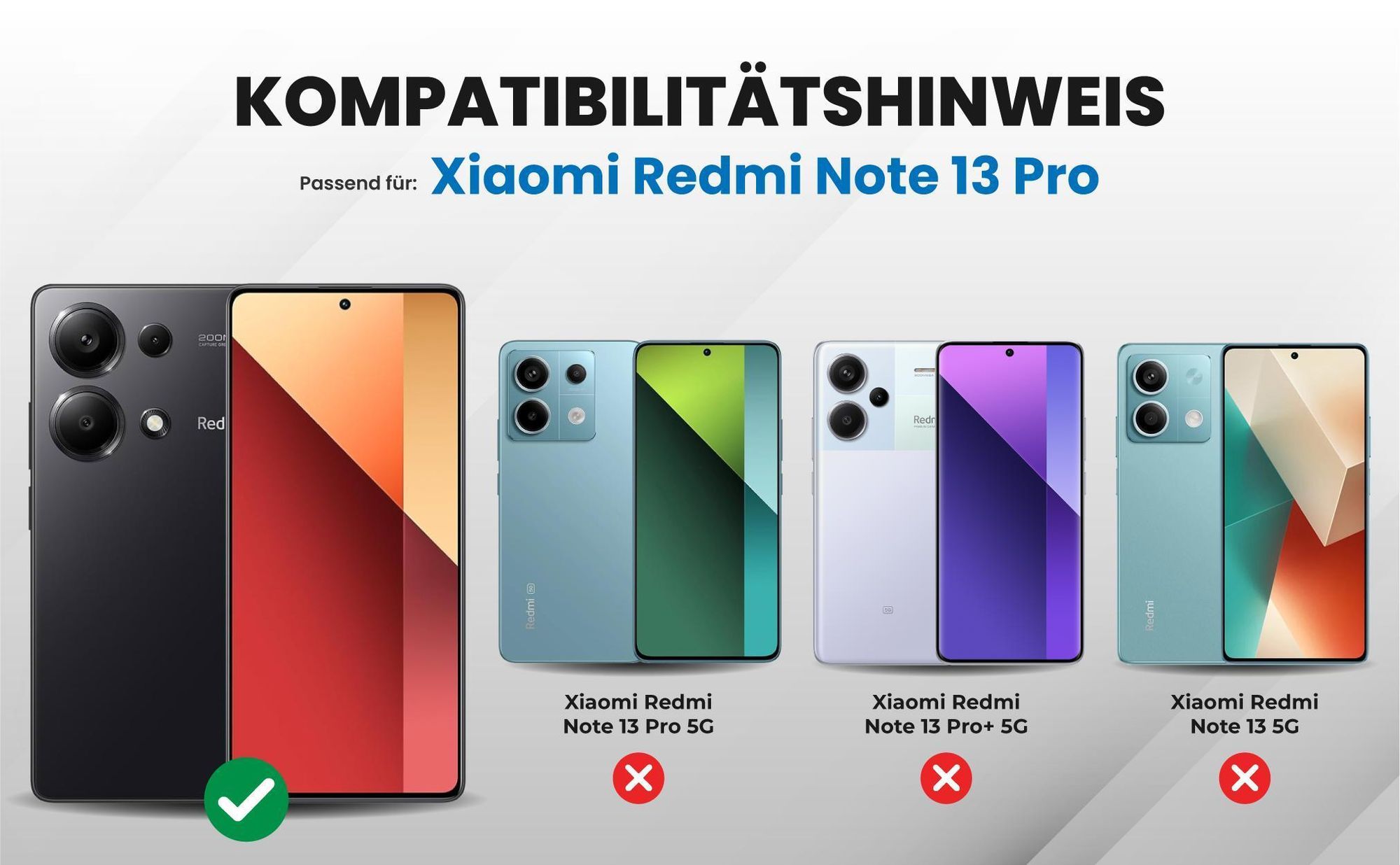 Kompatibilitätshinweise Hülle für Xiaomi Redmi Note 13 Pro