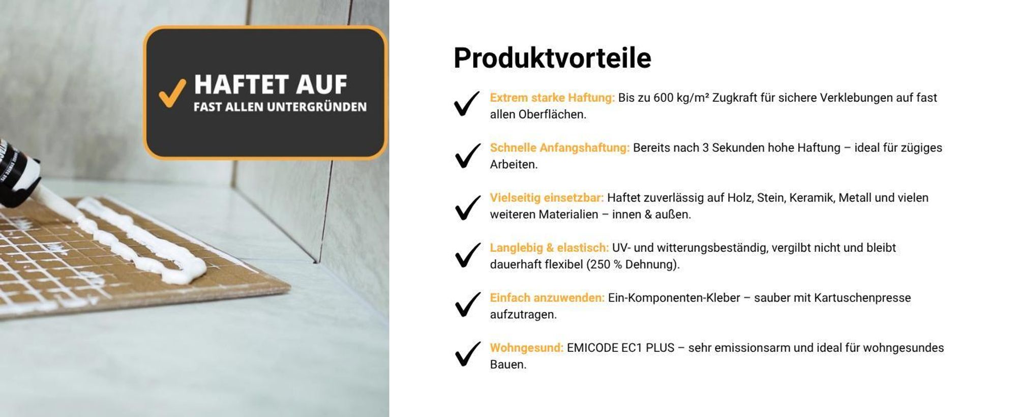 Montagekleber Turbo 290ml schwarz –High Tack Kraftkleber für Bau & Montage, extrem starke Haftung, sofortige Anfangshaftung, wasserdicht, UV-beständig