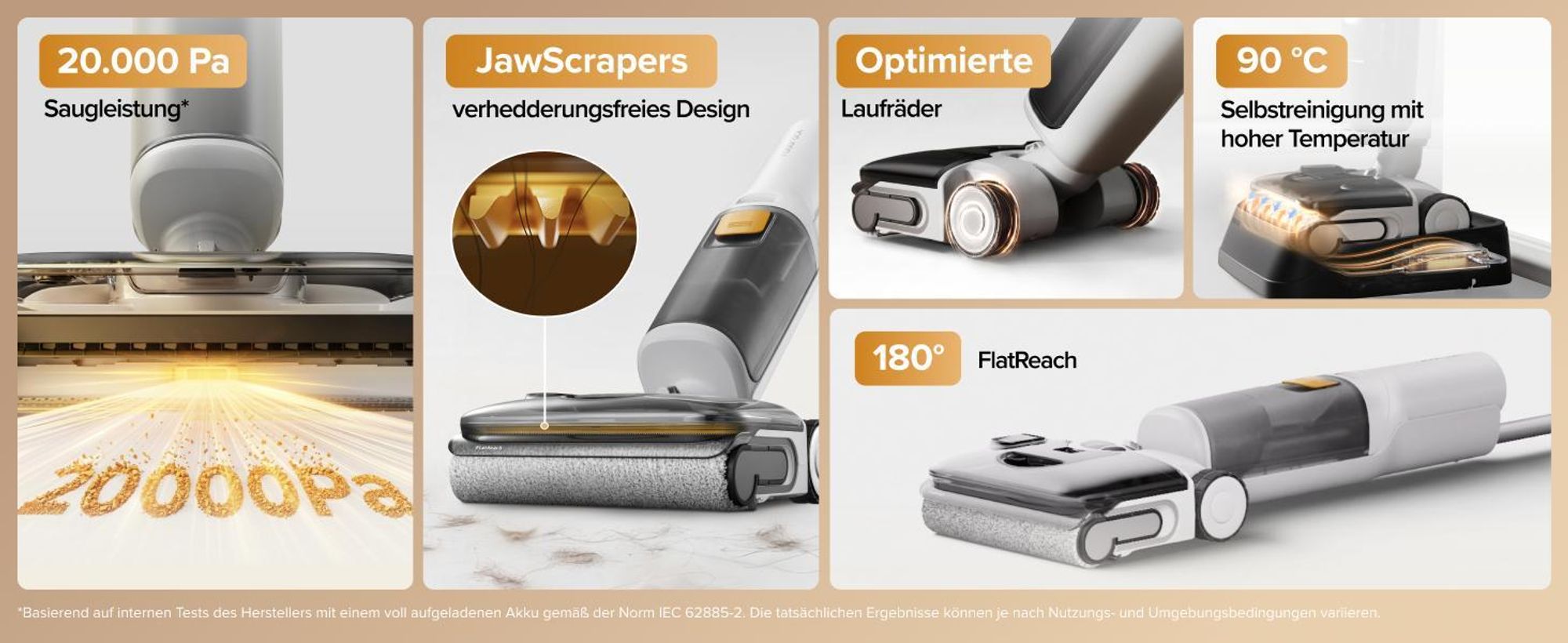 Roborock F25 GT Gen 2 Set Nass und Trockensauger, 20000 Pa, Jawscrapers Anti-Verwicklung, 90℃ Hochtemperatur-Selbstreinigung, 70°-Schwenkwinkel-Design