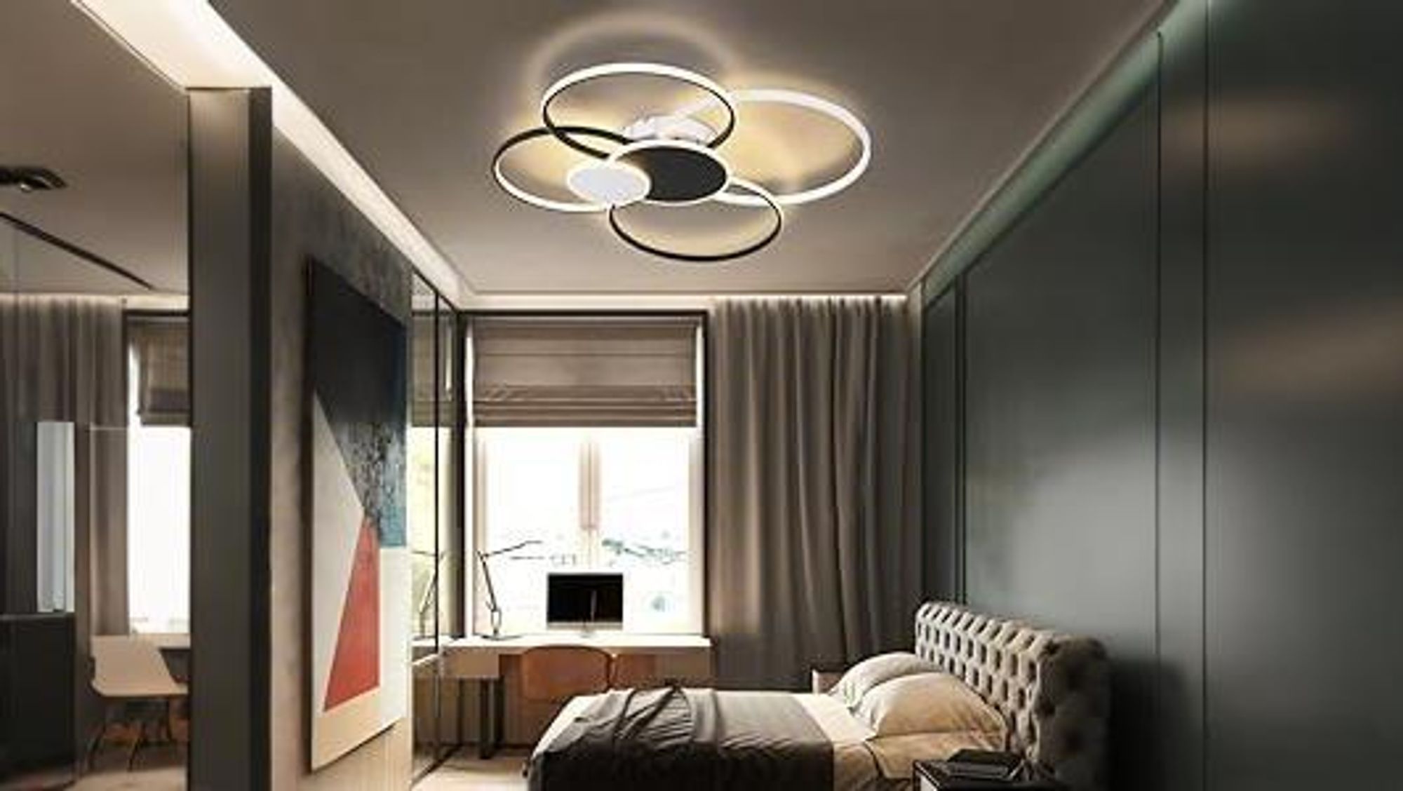 ZMH LED stropní světlo stmívatelné s dálkovým ovládáním stropní lampa moderní 94CM kovový akryl 72W kruhové osvětlení pro obývací pokoj ložnici kancelář hotel kuchyň