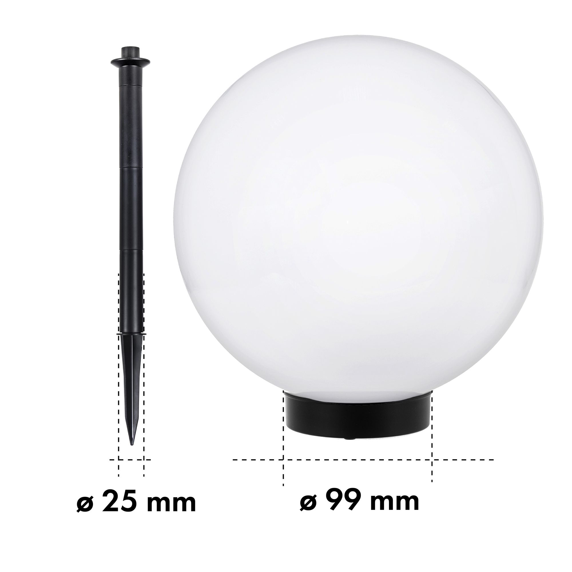 4x GreenBlue Solarlampe, freistehend Garten Kugel 25x25x58cm weiße LED GB166