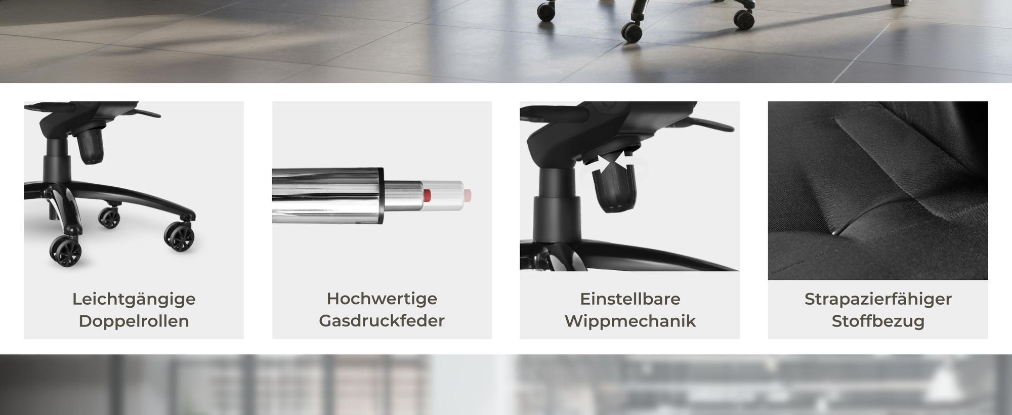 tectake® Bürostuhl Springsteen ergonomische Form 360° drehbar