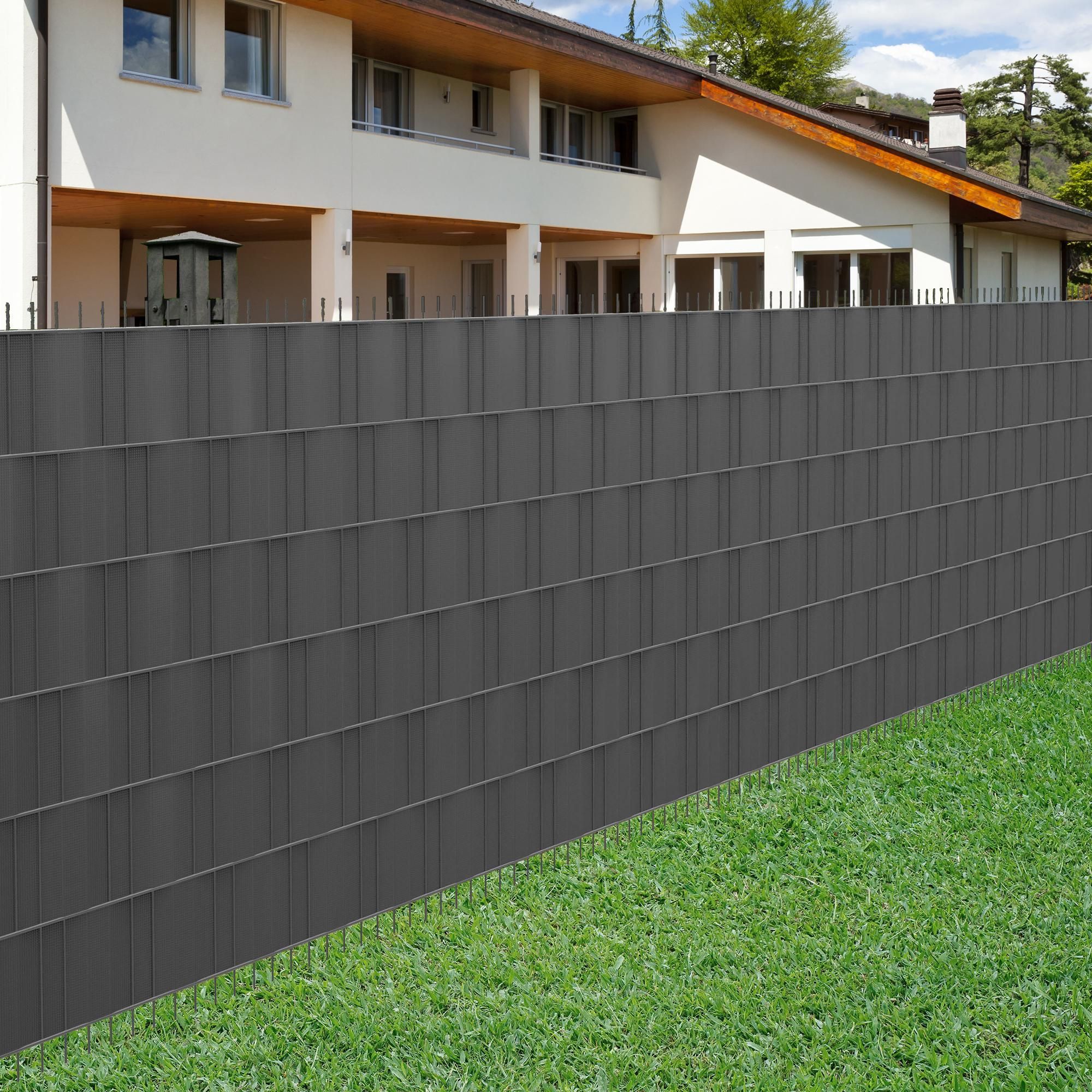 Jarolift PVC Sichtschutzstreifen Soft, 19 cm x 40 m, inkl. 25 Befestigungsclips, anthrazit langlebig & UV-beständig, wasser- & winddicht | geruchsarm