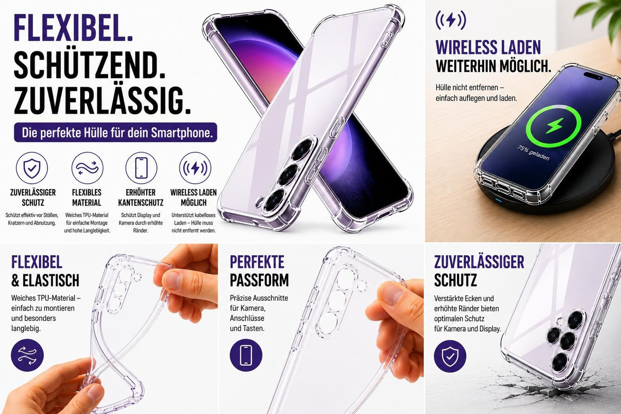 Stoßfest Hülle passend für Samsung Galaxy A27 5G | Gummi Schutz Tasche mit verstärkten Kanten | Eck Schutzhülle Silikon Bumper Antishock