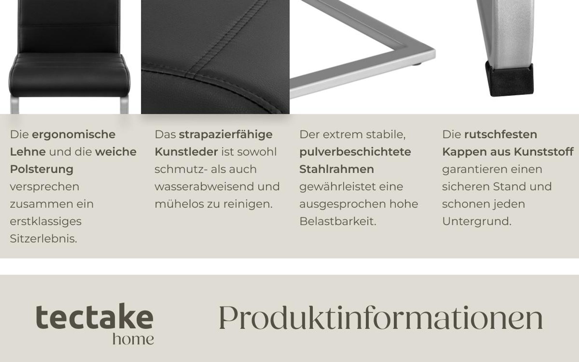 tectake® Set Schwingstuhl Bettina gepolstert mit Kunstlederbezug 41 x 52 x 99 cm