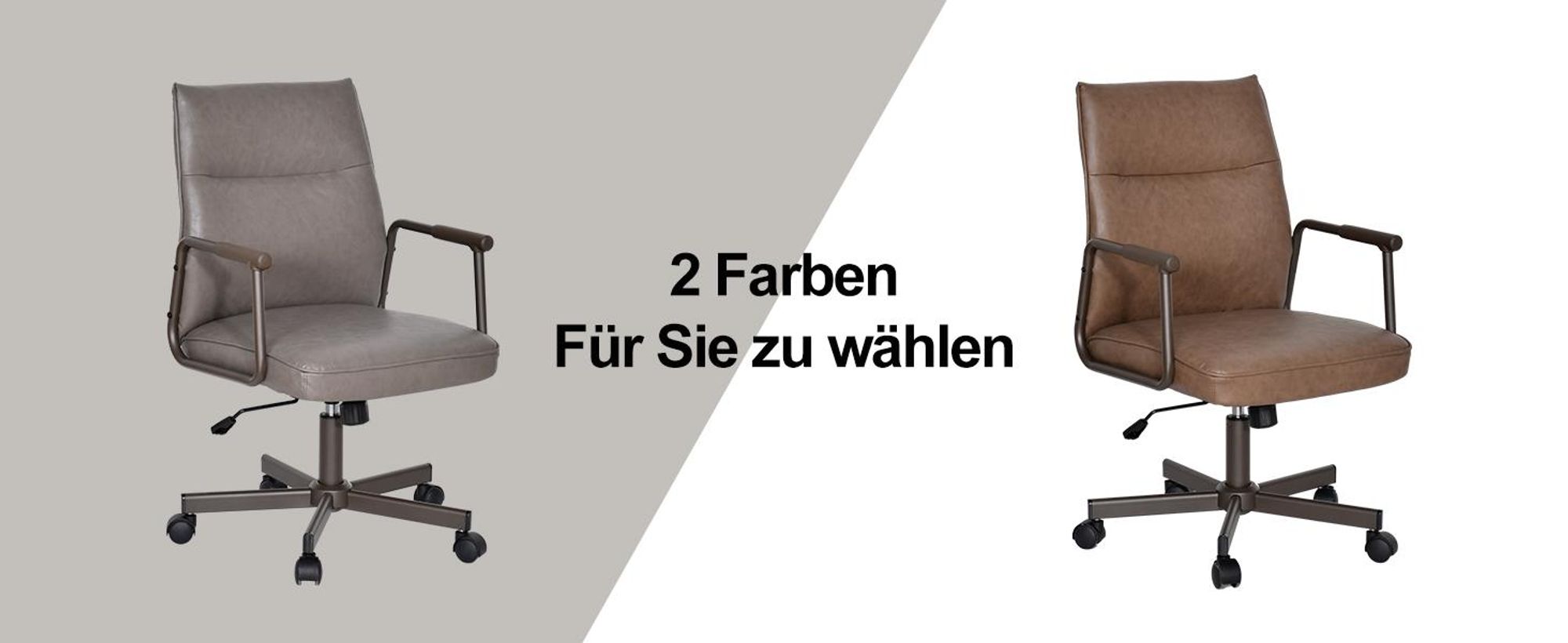 Duhome Schreibtischstuhl Ergonomisch Drehbar Bürostuhl Höhenverstellbar mit Armlehnen Drehstuhl mit Rollen für Büro Arbeitszimmer Office, Braun