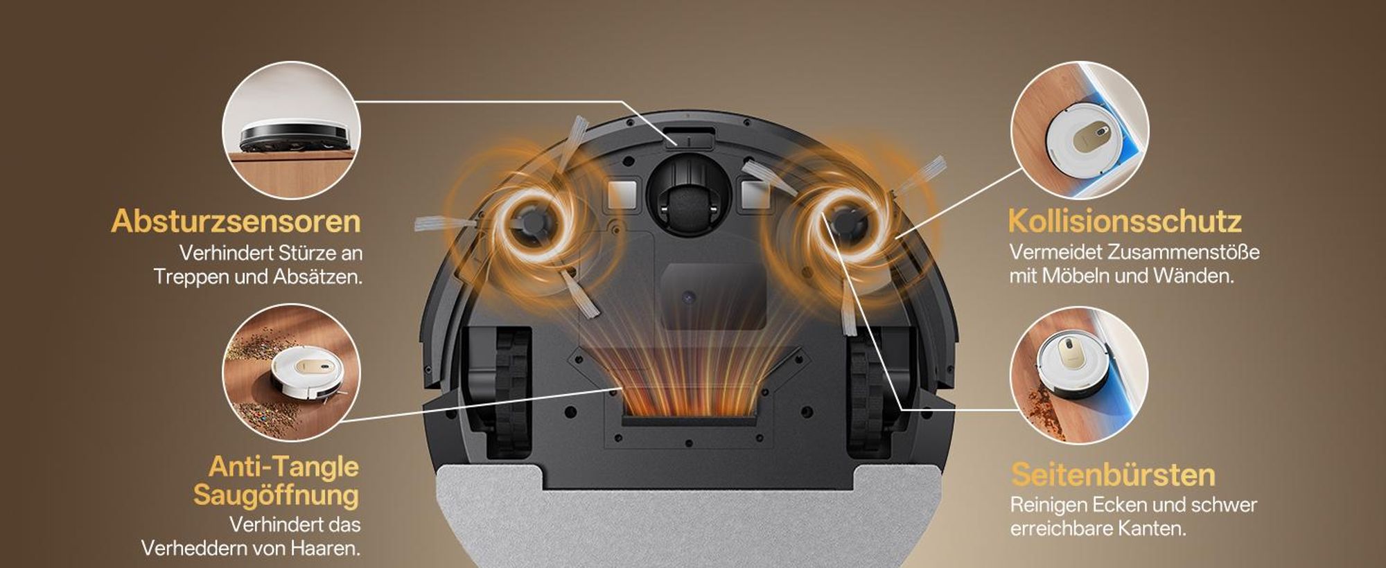 Nass-Trocken-Saugroboter Vactidy W8 Saugroboter mit wischfunktion,3-in-1,Smarte Gyro-Navigation