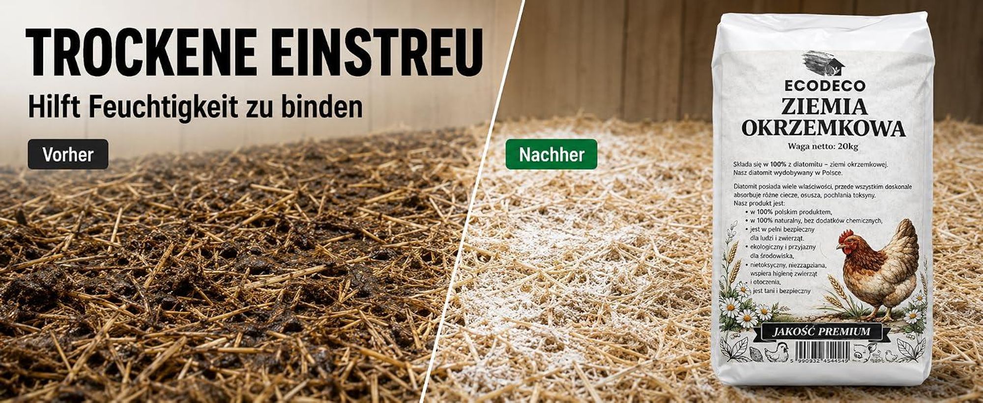 Ecodeco Kieselgur Diatomeenerde 10 Kg Für Hühnerstall, Einstreu Und Tierhaltung – Mineralischer Feuchtigkeitsbinder, Geruchlos