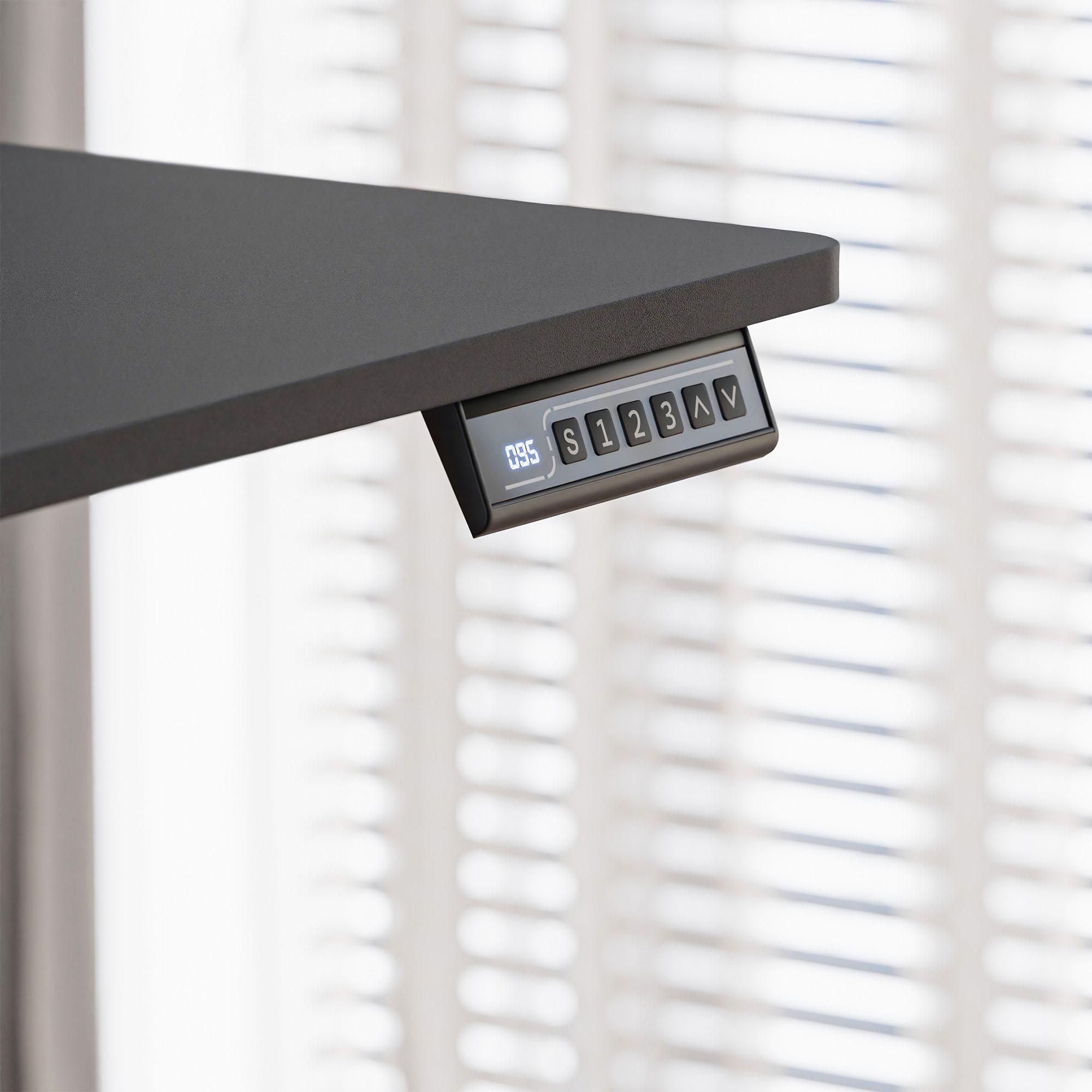di volio Schreibtisch BARGA höhenverstellbar elektrisch 88x60 cm – schwarz, ergonomischer Bürotisch, platzsparender Stehtisch mit Memory-Funktion