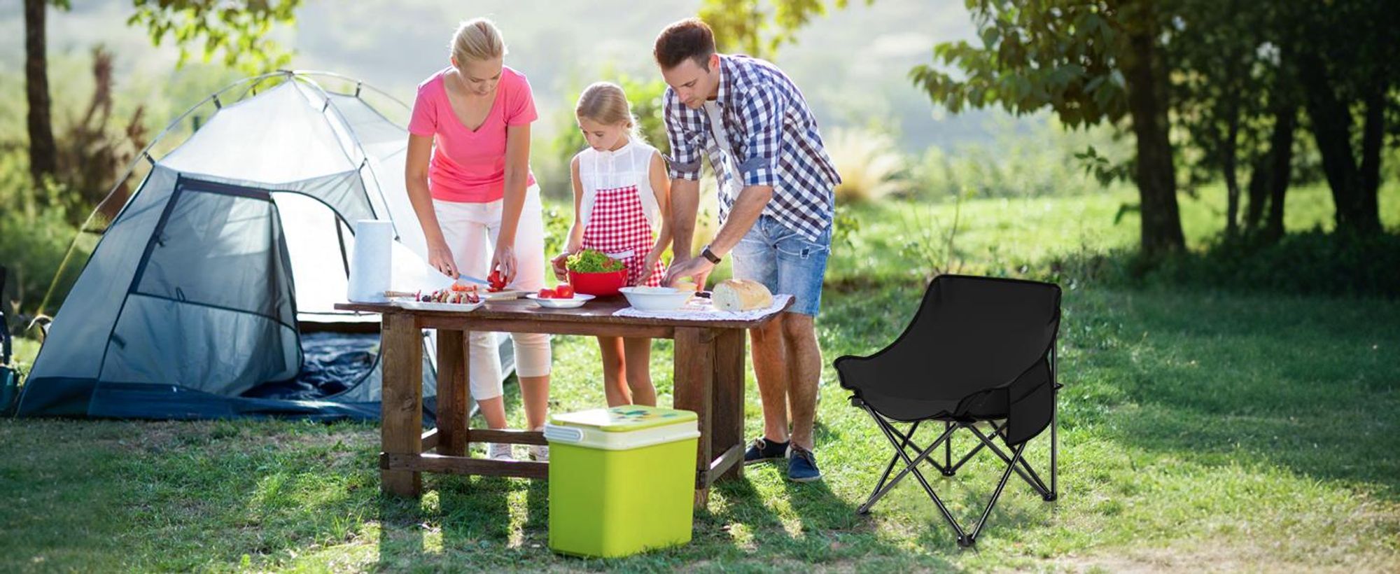 SUNULA Campingstuhl Faltbar 100 kg, Camping Klappstuhl Wandern, Faltstuhl mit Seitentasche, Anthrazit