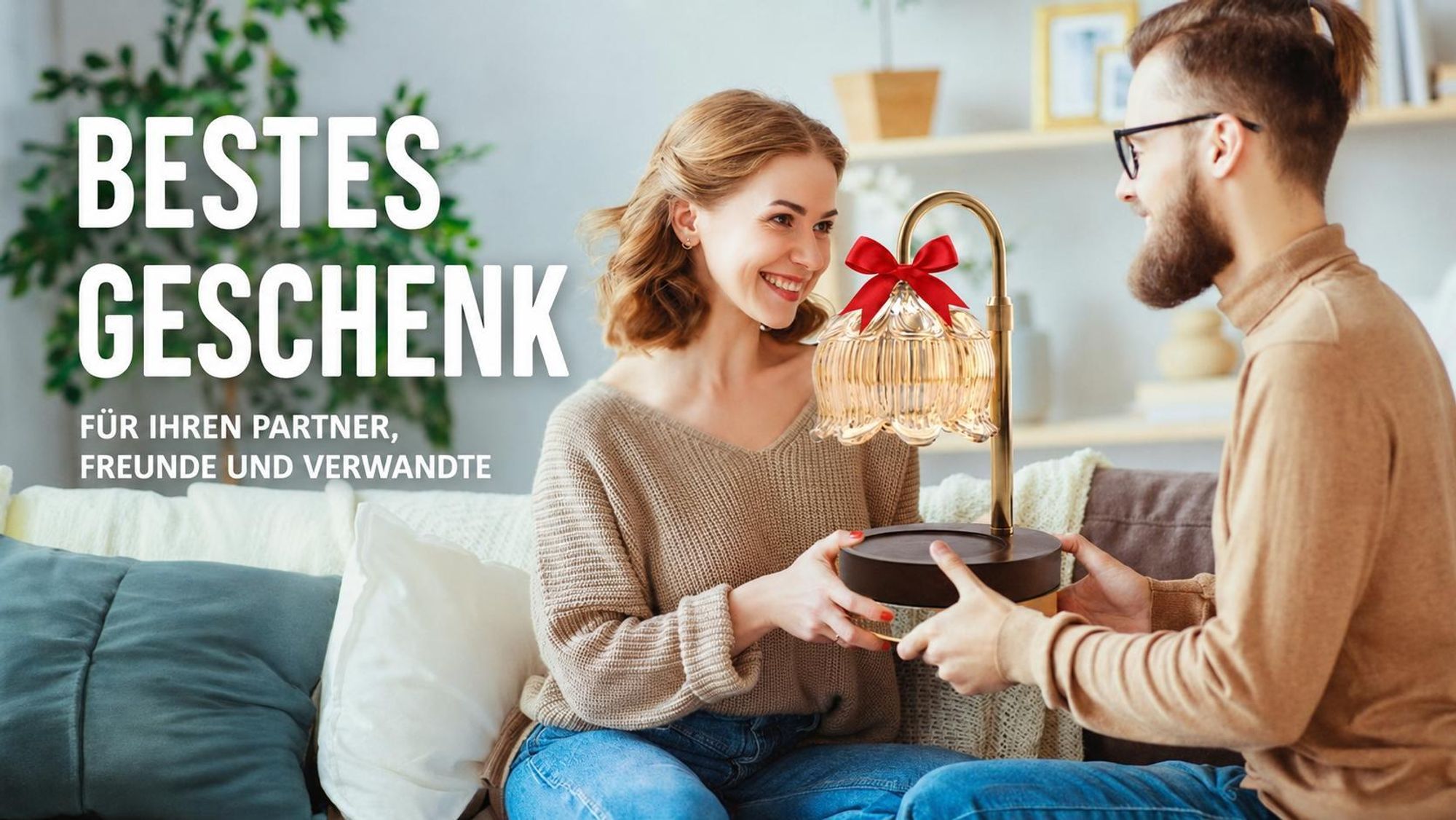 Duftkerzenwärmerlampe mit Timer & Dimmer, Höhenverstellbare Elektrische Duftlampe inkl. 2 Birnen, Flammenlose Kerzenleuchte, Geschenk zum Muttertag
