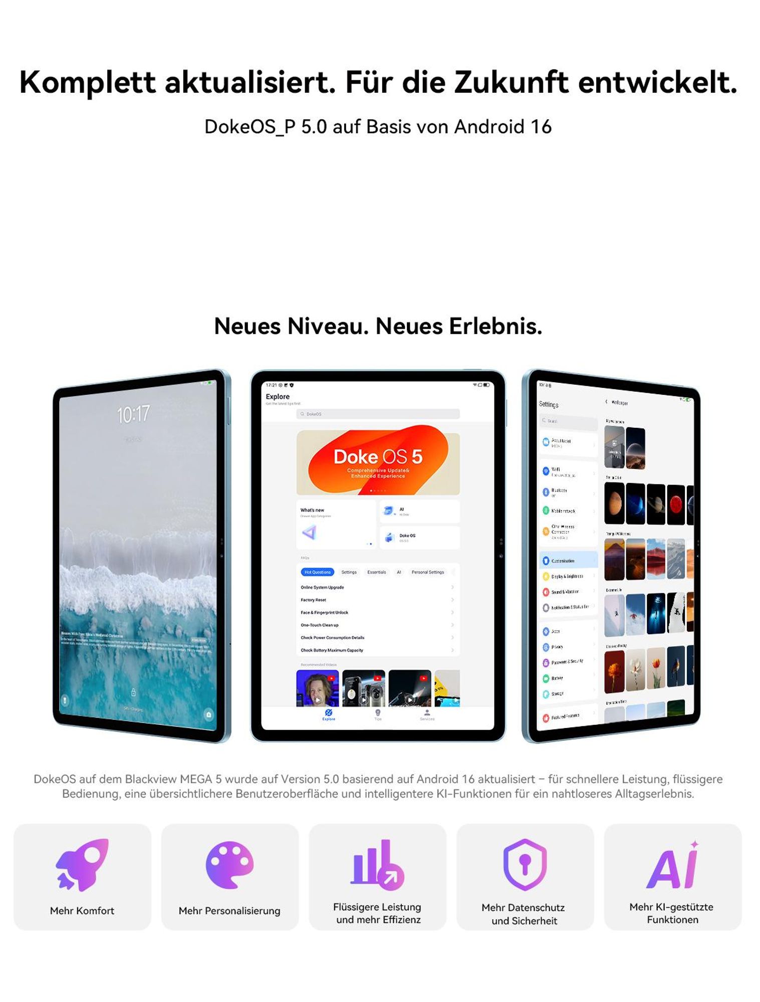 Blackview MEGA 5 Tablet, 12.2"/2,4K/120Hz Display, 1080P HD, 48GB+ 256GB+2TB TF, Dual-SIM 4G, WiFi 6, 10000mAh, mit Tastatur/Maus/Stylus/Hülle