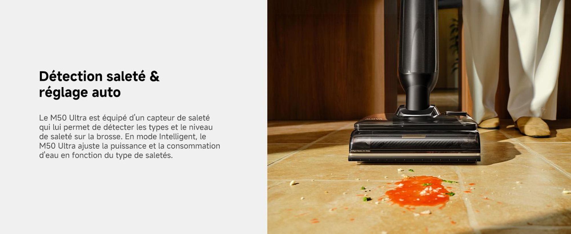 MOVA M50 Ultra Aspirateur eau et poussière, 22 000 Pa, EdgeCoverage™ IA, manche pliable, brosses 100 °C séchage rapide