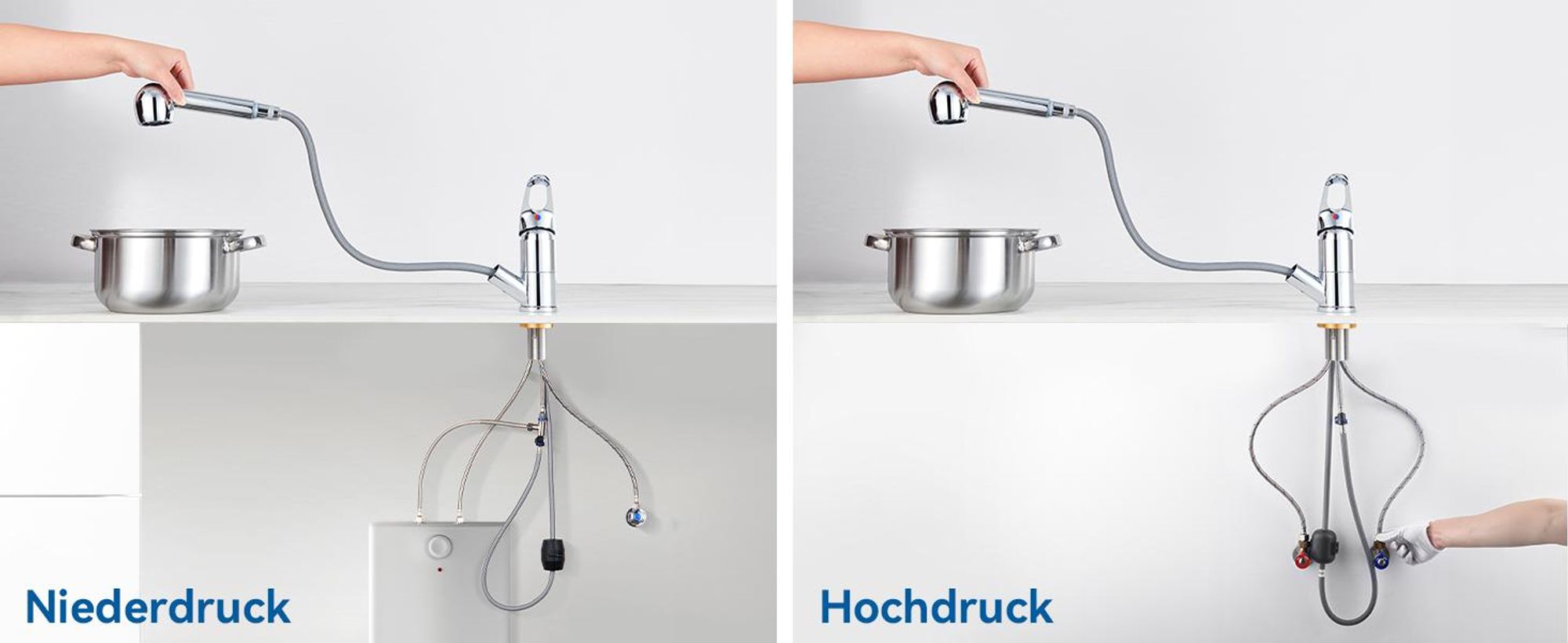 Ausziehbar Wasserhahn mit 2 Strahlarten und 360° Drehung für mehr Flexibilität, Auralum Wasserhahn Küchenarmatur, Spültischarmatur, Chrom
