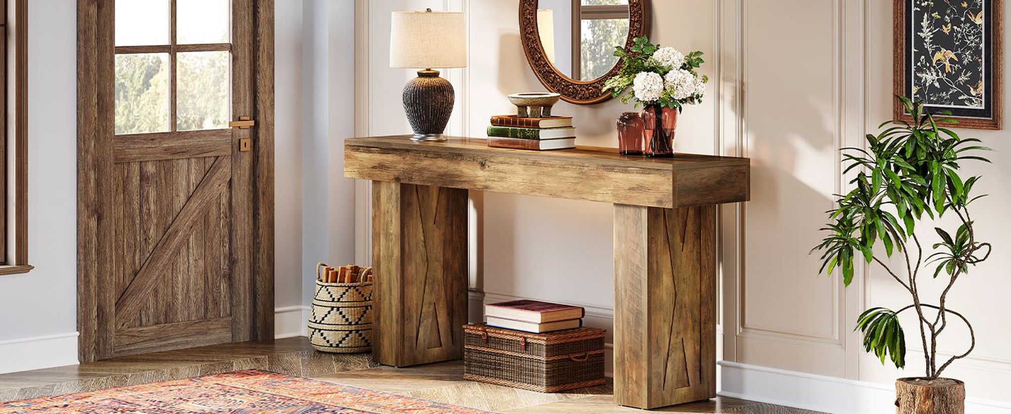 Tribesigns 160cm Schmaler Konsolentisch, Moderner Sofatisch für Flur, Eingangstisch für Wohnzimmer, Schlafzimmer, Home Office, Braun