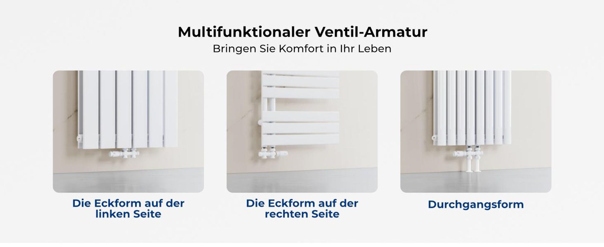 Heilmetz Heizkörper Thermostatventil Set Weiß , M30 x 1,5 Universal Ventil inkl. Rosette, kompatibel mit 15mm & 16mm Rohrleitungen