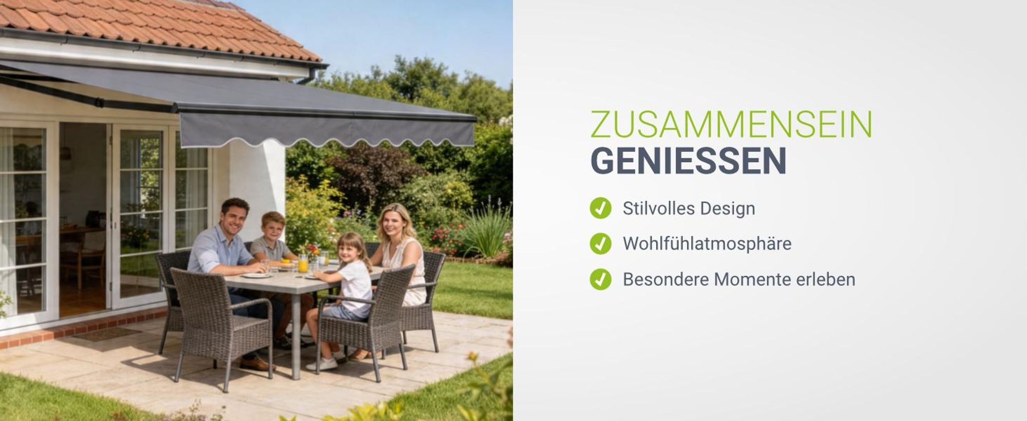 Juskys Markise 350 x 300 cm - Beschattung Terrasse & Balkon - Gelenkarmmarkise mit Kurbel & Halterung - Sonnenschutz Balkonmarkise Gelenkmarkise Grau