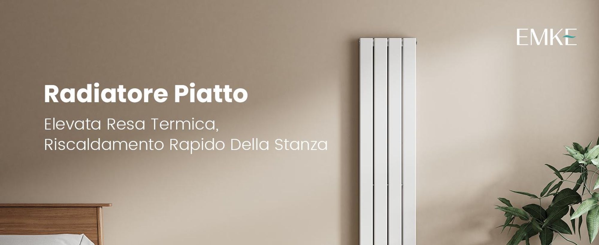Radiatore EMKE Radiatore piatto Radiatore a pannello di design Bianco Doppio strato verticale 1600x 300 mm 966W senza elemento riscaldante
