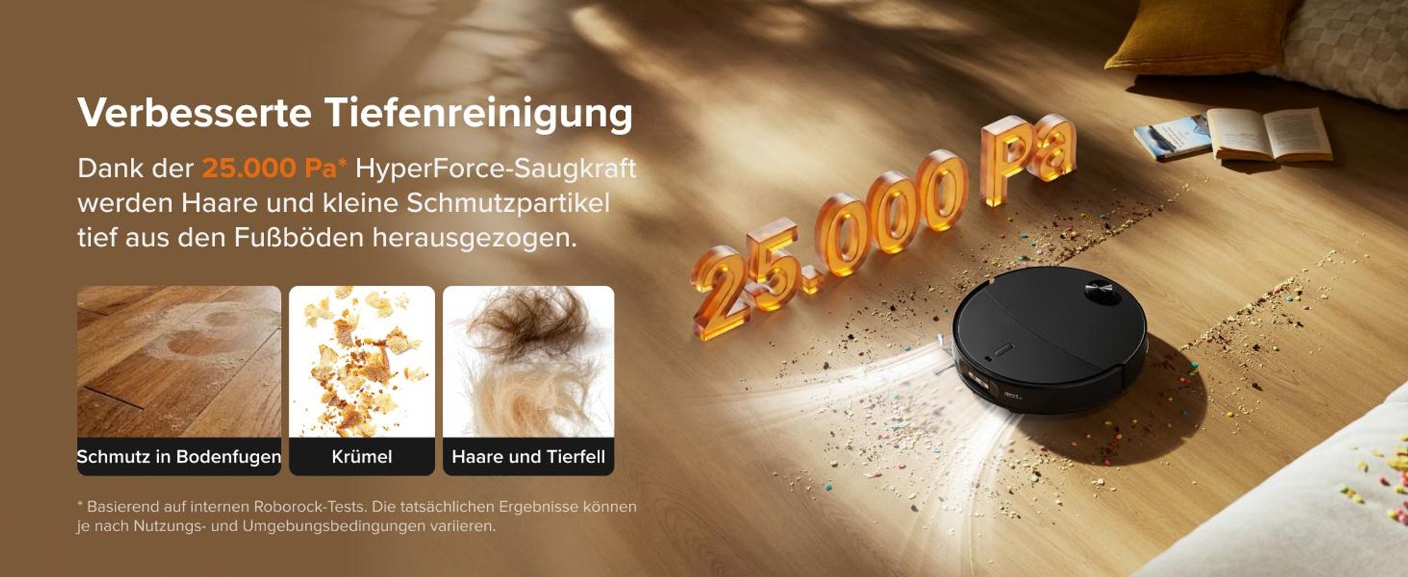 Roborock Qrevo Edge 2 Staubsauger Roboter, 25.000 Pa Saugroboter mit Wischfunktion Wischmopp-Hebefunktion, 80 °C Moppwäsche mit heißem Wasser, Schwarz