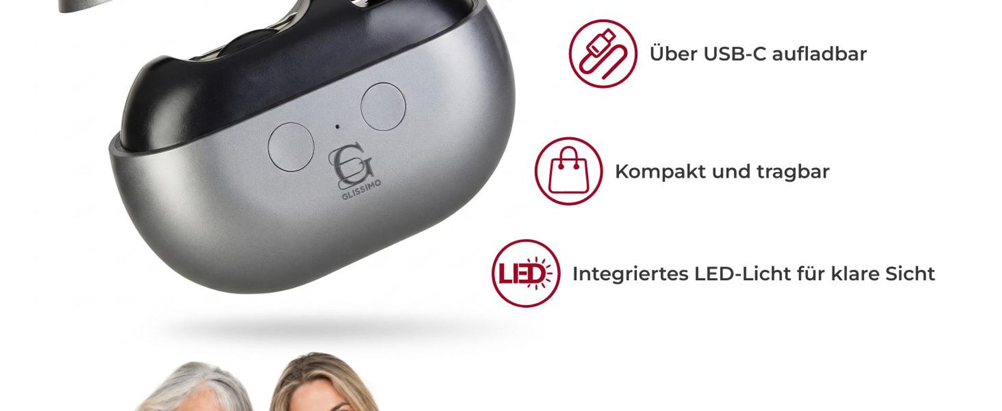 Glissimo 3in1 Elektrischer Nagelknipser mit Fräser für Finger und Zehen mit Polieraufsätzen sicher für Babys Kinder und Erwachsene