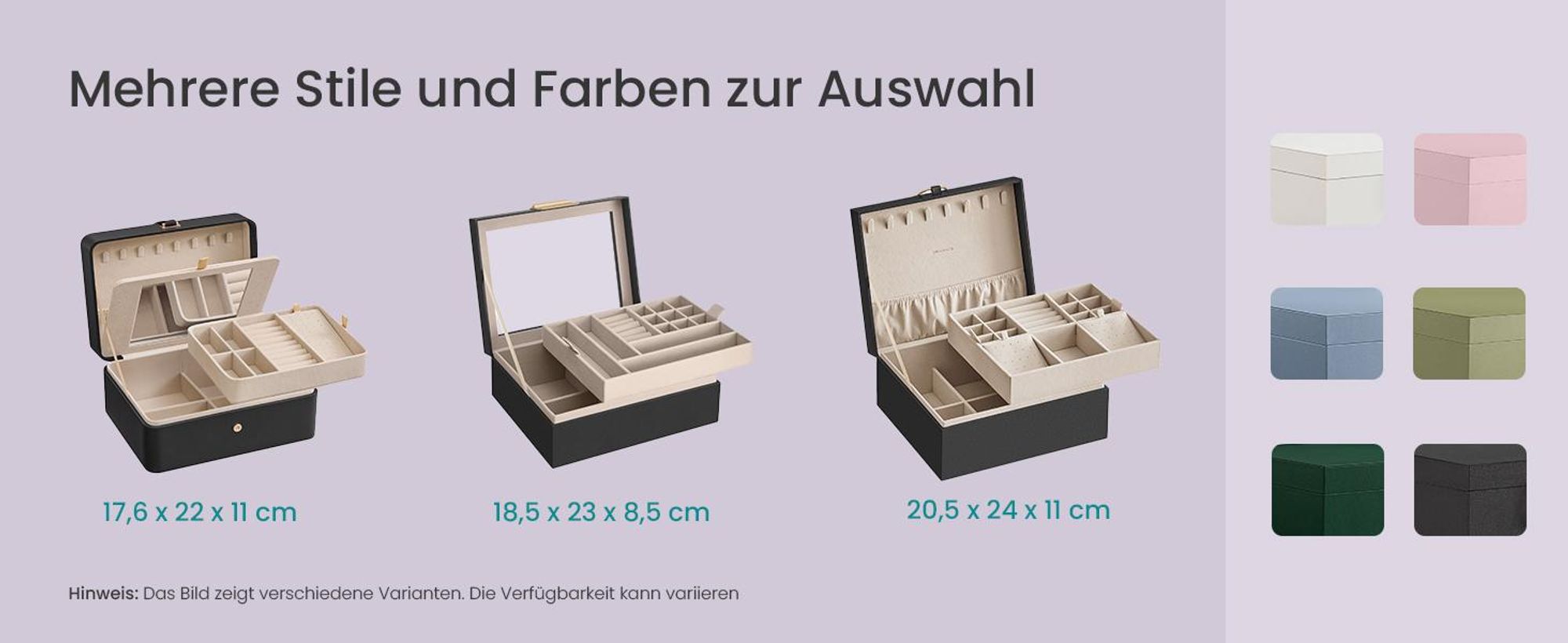 SONGMICS Schmuckkästchen, Schmuckkasten 2 Ebenen, herausnehmbares Schmucktablett