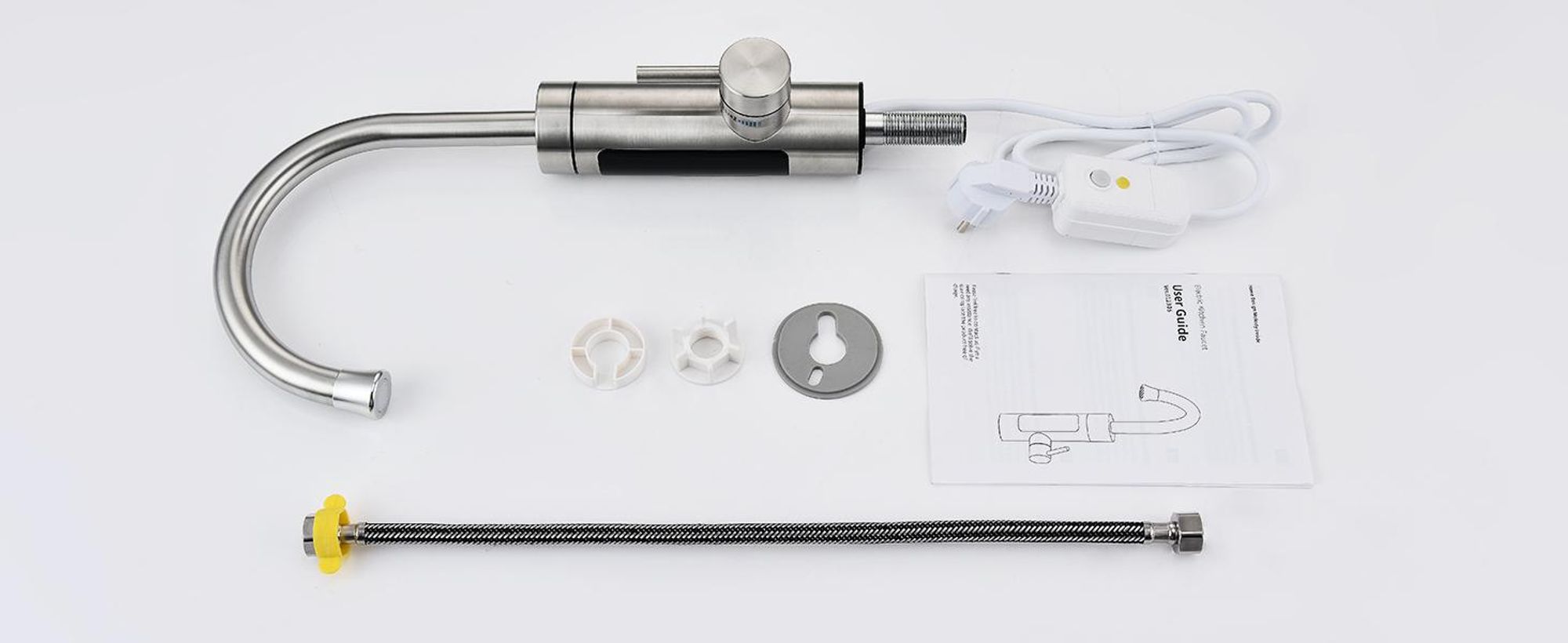 Elektrische Küchenarmatur mit Durchlauferhitzer, Smart Heater Wasserhahn 360° drehbar, Edelstahl Wasserhahn Küche mit LED Temperaturanzeige, Elektrisch Durchlauferhitzer für Bad/Küche