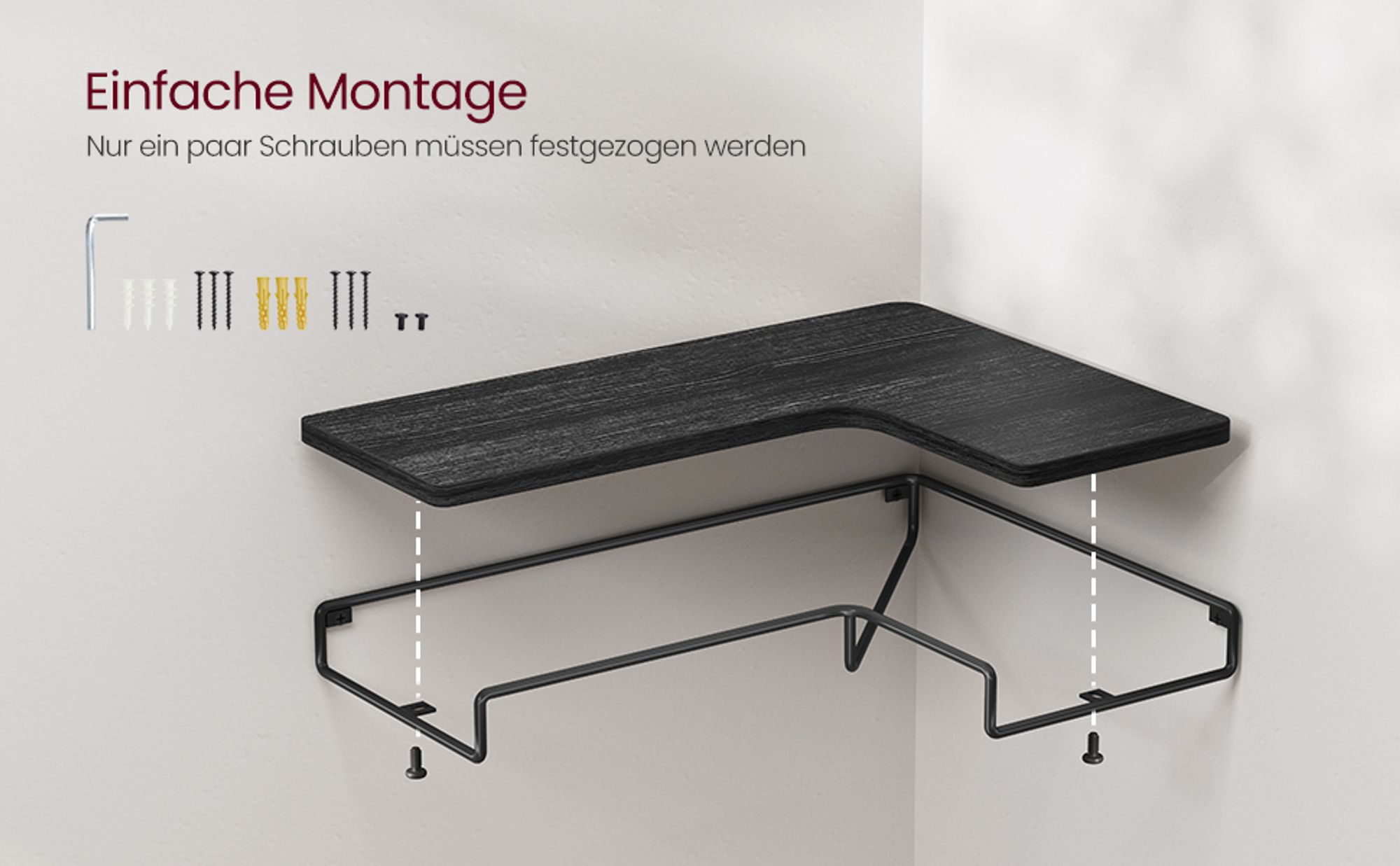 VASAGLE Eckregal, 2er Set L-förmig , Wandregal, Industrie-Design, für Wohnzimmer,schwarz SLL831B22