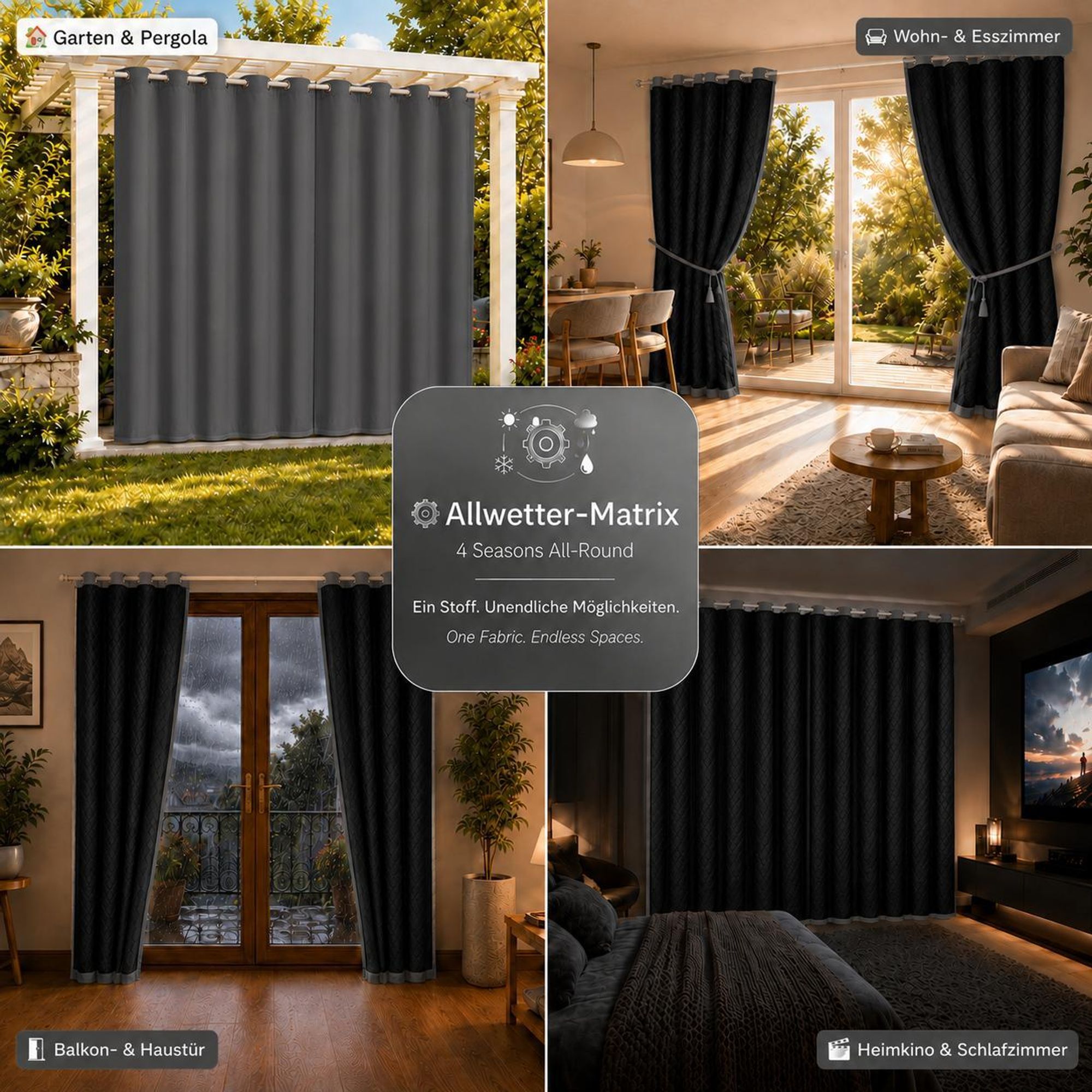 1x Outdoor Thermovorhang gegen Kälte und Hitze – Türvorhang, wasserdicht, Verdunkelungsvorhang mit Ösen für Garten Terrasse, Fenstervorhang, 132x274cm