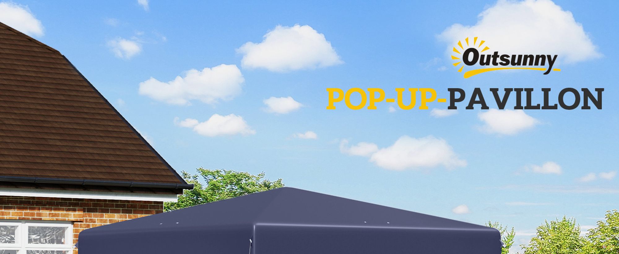 Outsunny Pavillon 3x3m, wasserabweisend Stabil Winterfest Pop-up Faltpavillon, UV Schutz 50+, Faltbar Partyzelt Gartenzelt mit 4 Seitenteilen Tasche Gartenpavillon für Camping Garten, Dunkelblau