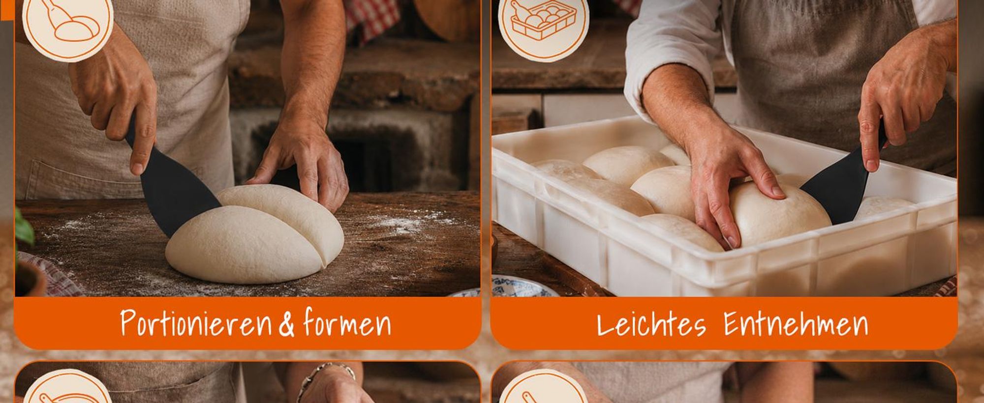 Flexibler Teigspachtel Pizza mit Antihaftbeschichtung 10 cm – Spülmaschinengeeigneter Pizza Spachtel – Lebensmittelechter & Hygienischer Pizzaspachtel