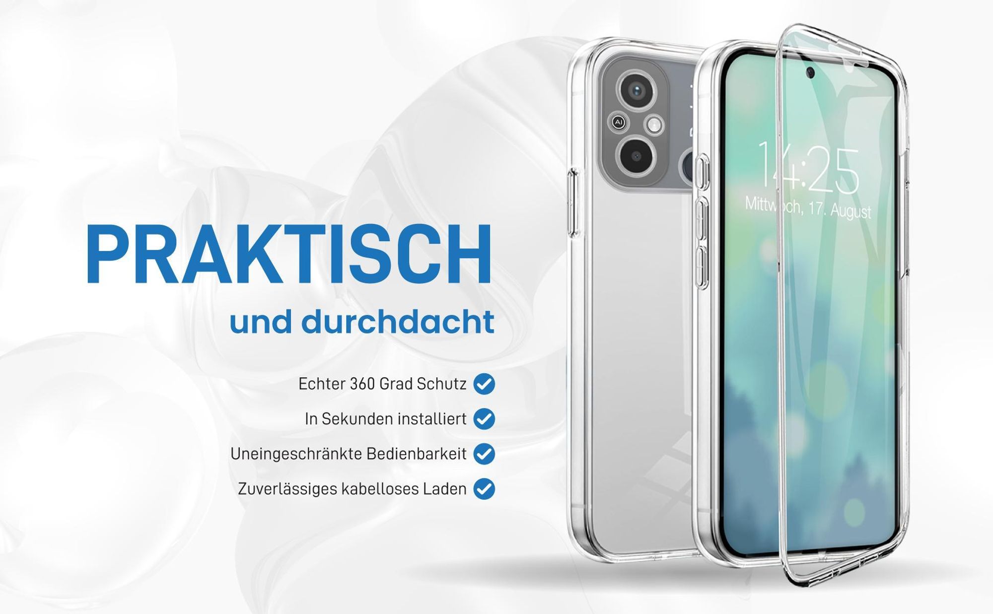 Rundum Schutz Hülle für Xiaomi Redmi 12C mit Touchsensibilität