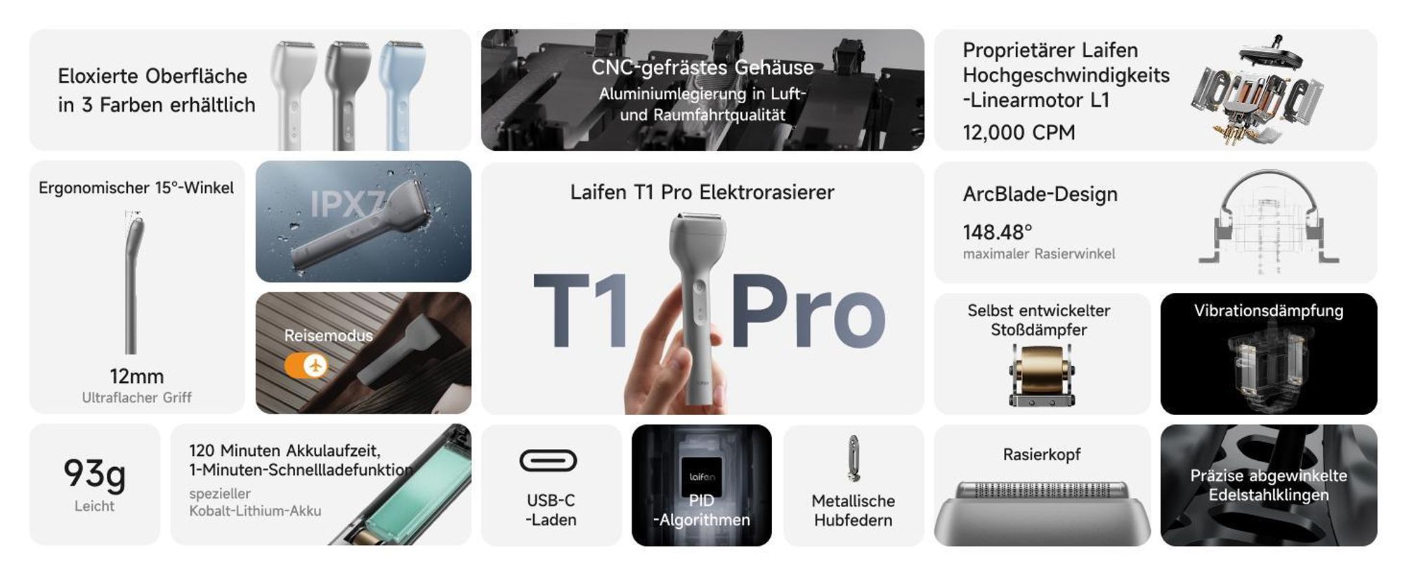 LAIFEN T1 Pro Rasierer Original Aluminum