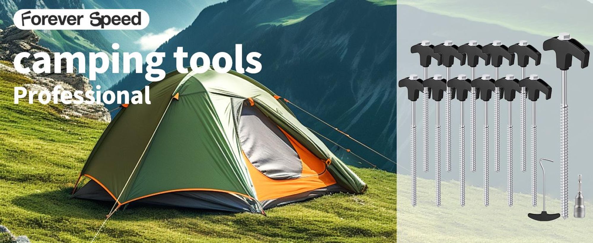 Forever 12x Zelt-Heringe aus Stahl,Zeltheringe 25CM Länge mit Hülse -robuste Erdnägel mit Gewinde für Camping und Outdoor