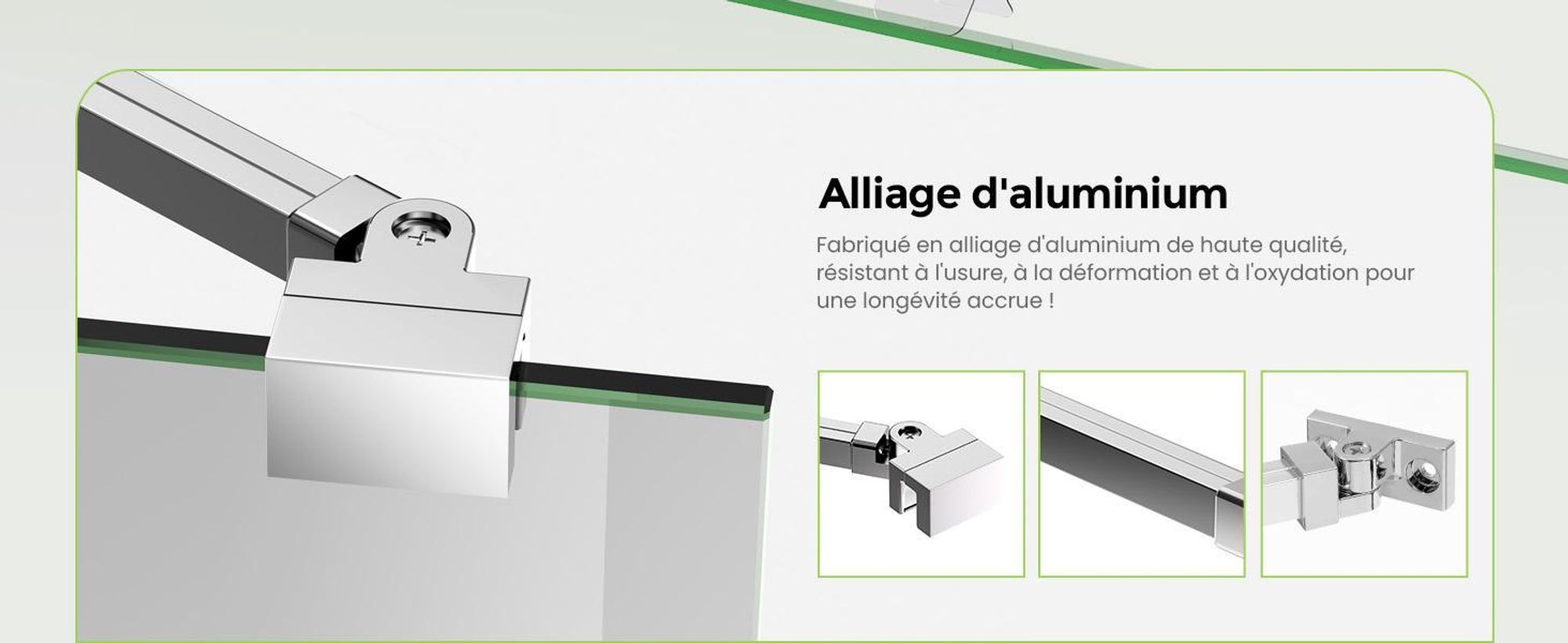 S'AFIELINA Stabilisateur de cabine de douche Barre de stabilisation en alliage d'aluminium pour paroi de douche épaisseur de verre 5-6mm, support mural longueur de réglage 500mm ,2 pièces