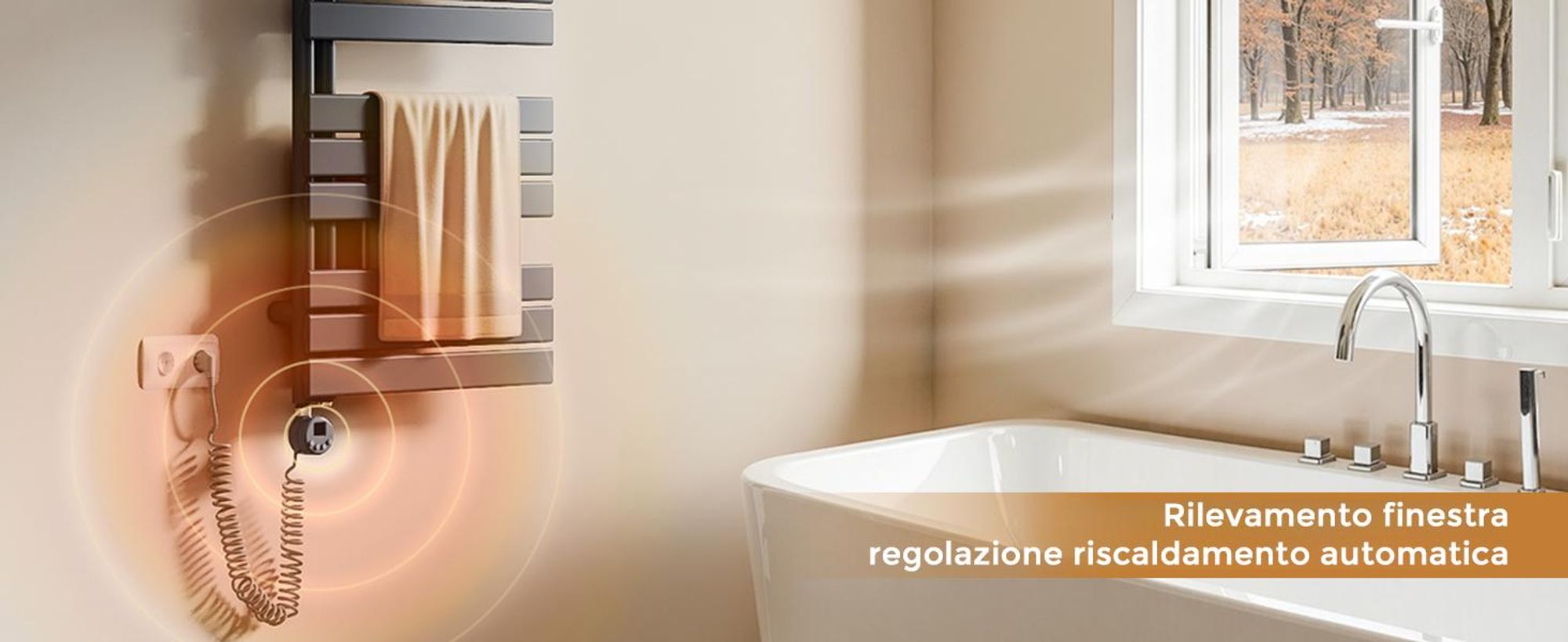 Calentador eléctrico S'AFIELINA de 900W con termostato, temporizador programable y pantalla LCD, conexión WiFi, para radiadores de baño, acero inoxidable, control inteligente, color antracita