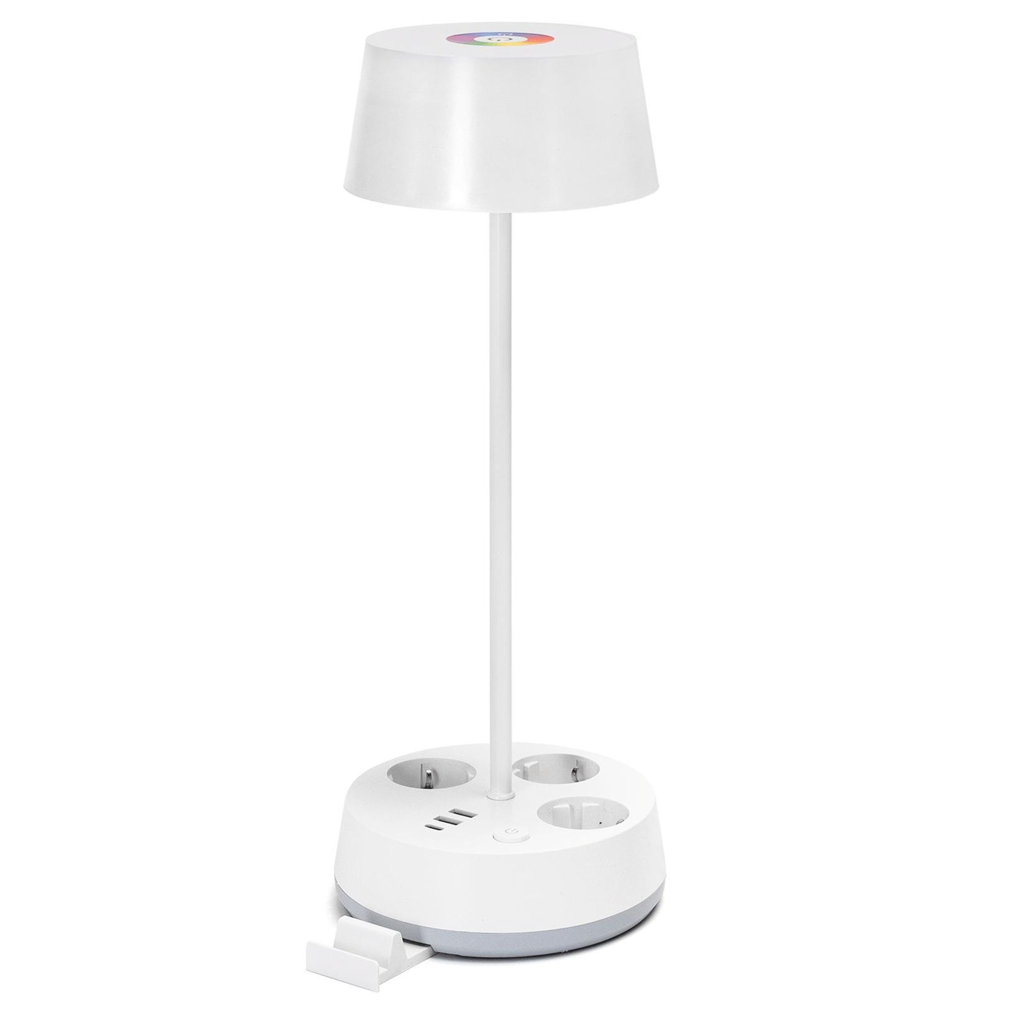 Aigostar Schreibtischlampe mit Stecker und Steckdosen, USB- und Typ-C-Ausgang, Touch-Tischlampe, 3 Farbtemperaturen + RGB, Weiß