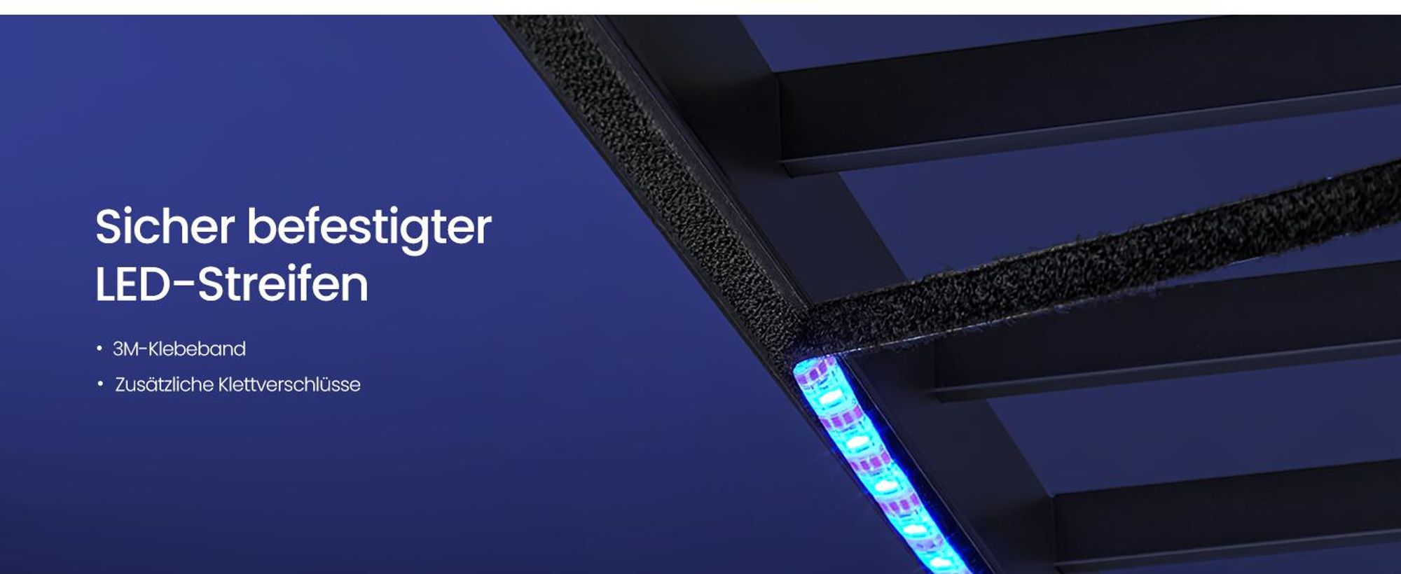 VASAGLE Bettgestell 160 x 200 cm mit LED-Beleuchtung, USB-C-Anschluss, Steckdosenleiste, Schlafzimmer, trägt bis 500 kg, schwarz
