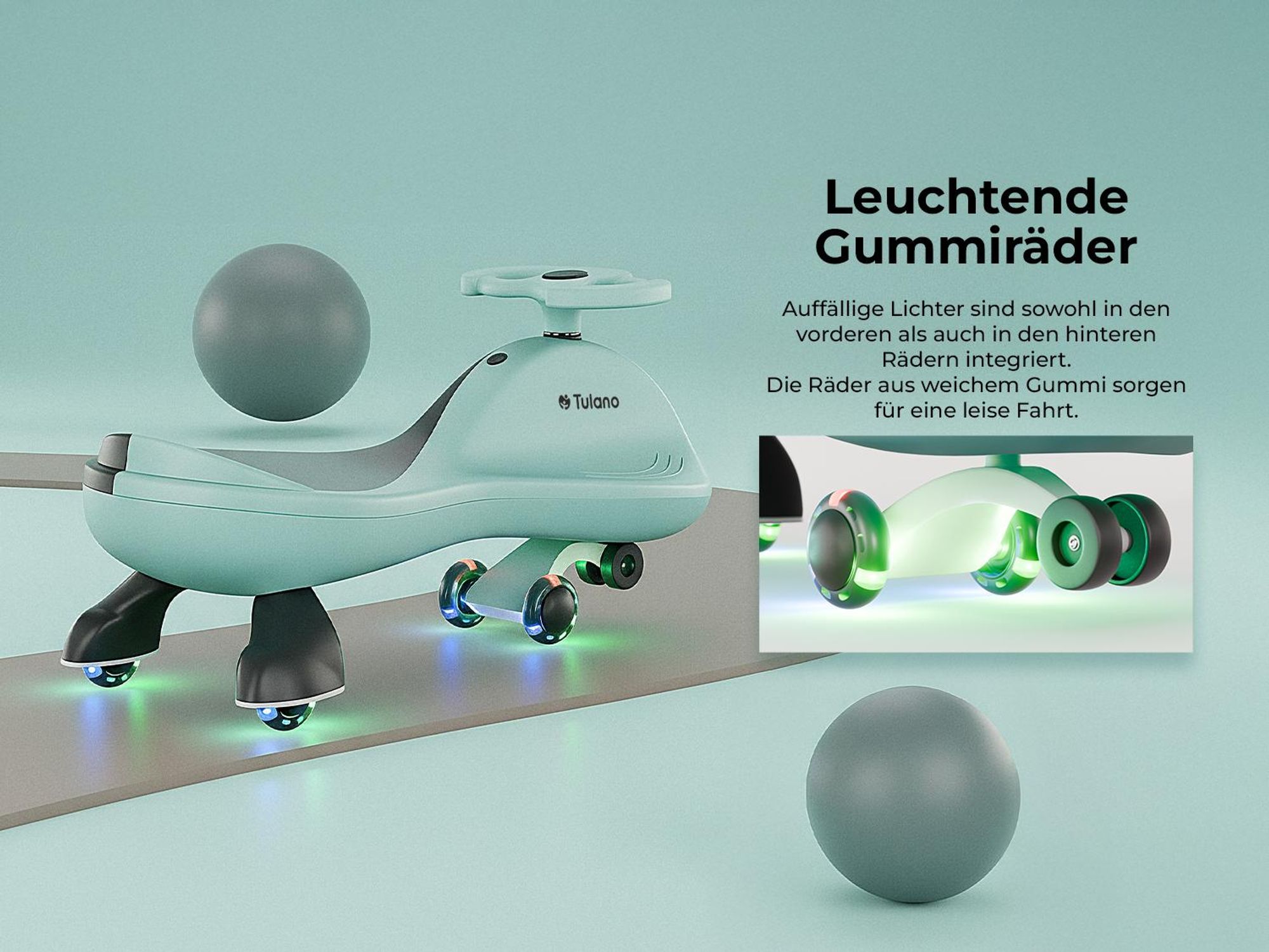 Rutschauto für Kinder Tulano Focus 35 LED -  Kinderfahrzeug - Maximale Tragfähigkeit von 100 kg - Auto Swing Car Rutscher