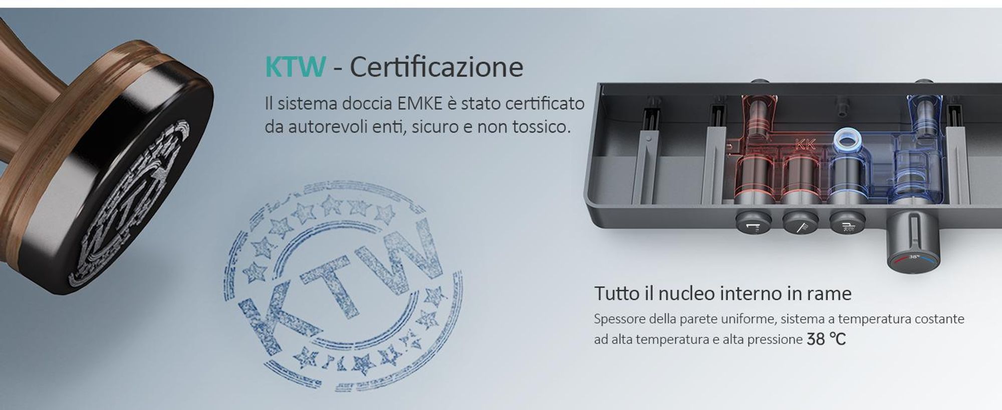 Sistema doccia EMKE con termostato 1146x450x480mm mensola in vetro doccetta con 3 modalità di getto doccia a pioggia, rubinetteria per vasca e doccia, KTW, antracite opaco F10