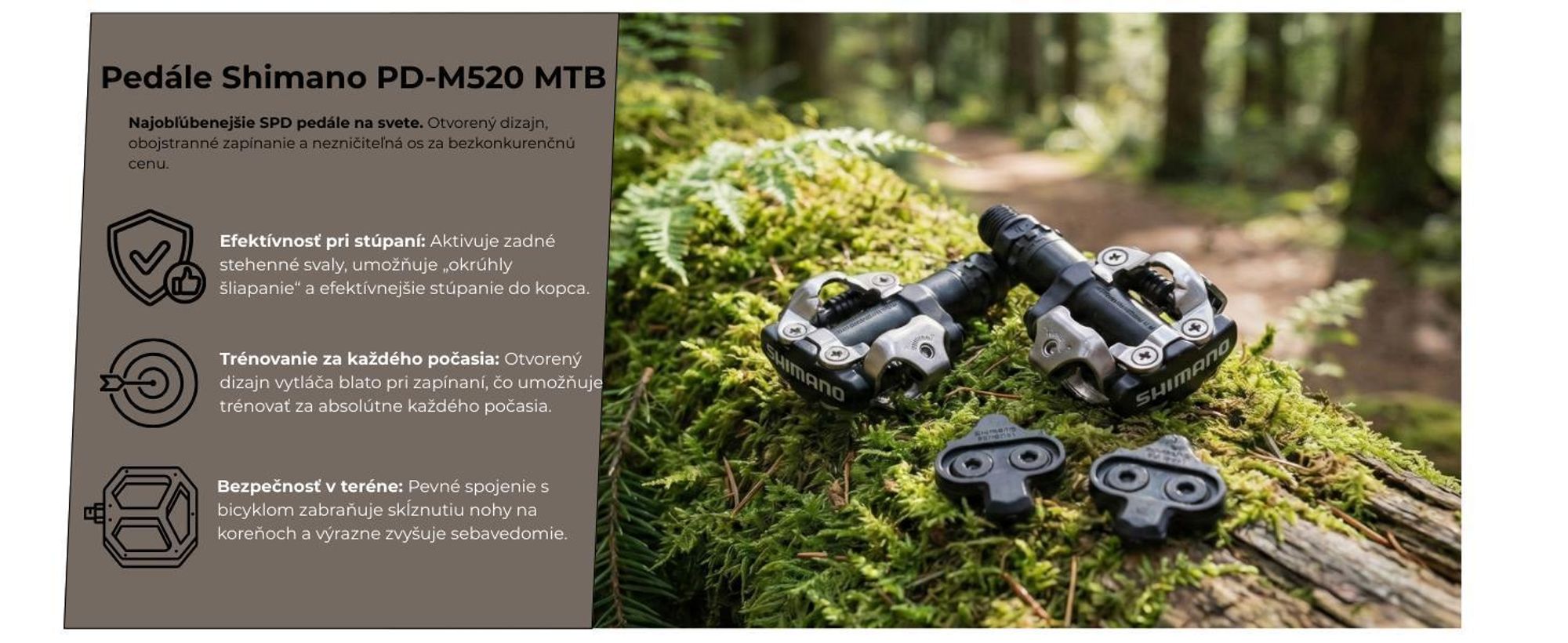 Shimano PD-M520-L, Černá, 380 g, 2 kusů