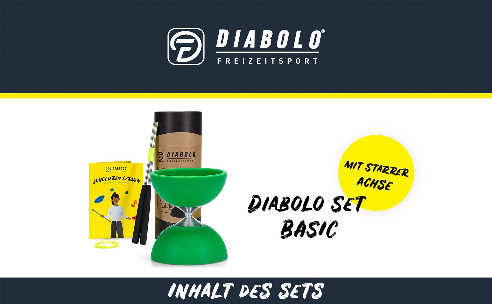 Diabolo Freizeit  Satz Basic mit Kugellagerachse | LED in turkis Grun farbe|Set mit robuster Konstruktion für Anfänger und Fortgeschrittene |