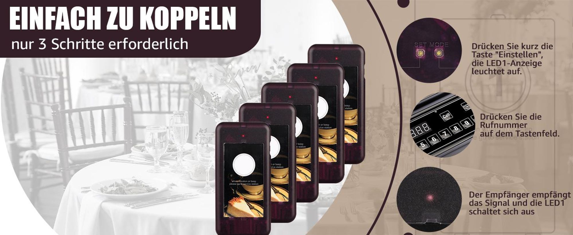 Retekess T112 Pager System, Restaurant Pager, 20 Pager 999 Kanale mit Aufladen Rrufende Tastatur Geeignet für Restaurants Bars Cafés