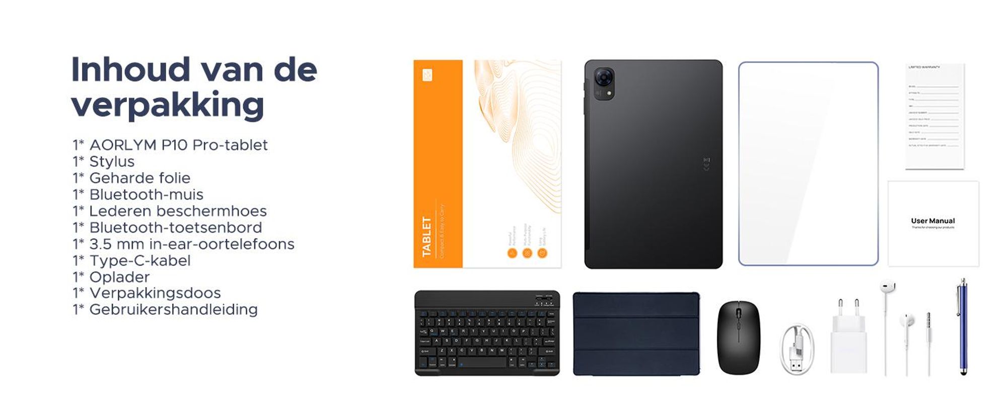 AORLYM P10 PRO, 48 (8+40) GB + 128 GB, 10-inch tablet, 120 Hz, Android 16, 8800 mAh, met toetsenbord/muis/stylus/hoesje, enz., Gemini AI, 3,5 mm hoofdtelefoonpoort