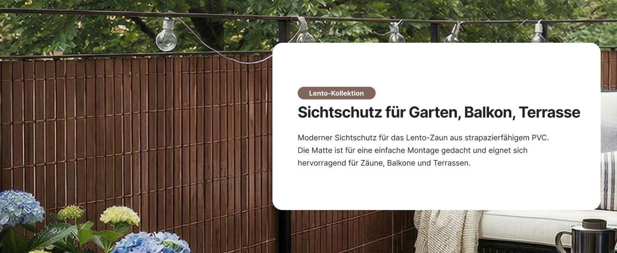 Sichtschutz Balkon, Terrasse, Garten, PVC, Mazovia 100x300 cm Braun, Sturmfest, Ohne Bohren Sichtschutzmatte, Wetterfest und UV-beständig, Ganzjähre
