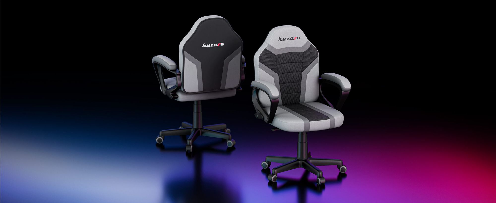 Huzaro Schreibtischstuhl Kinder Ranger 1.0 Gaming Stuhl Racing Sessel Bürostuhl Drehstuhl Gamer bis 130 kg mesh Grau