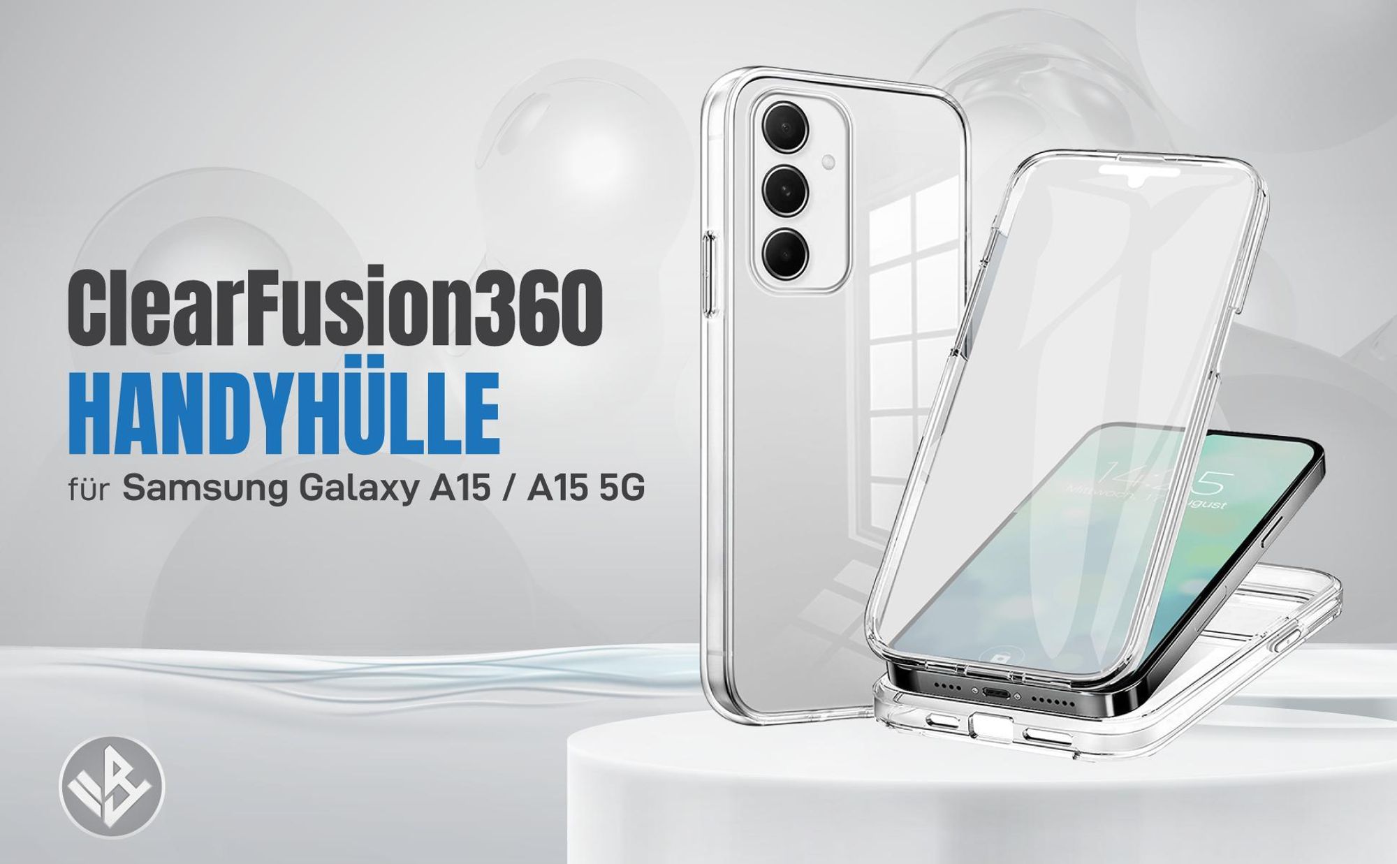 Transparente 360 Grad Hülle für Samsung Galaxy A15 / A15 5G mit Kameraschutz