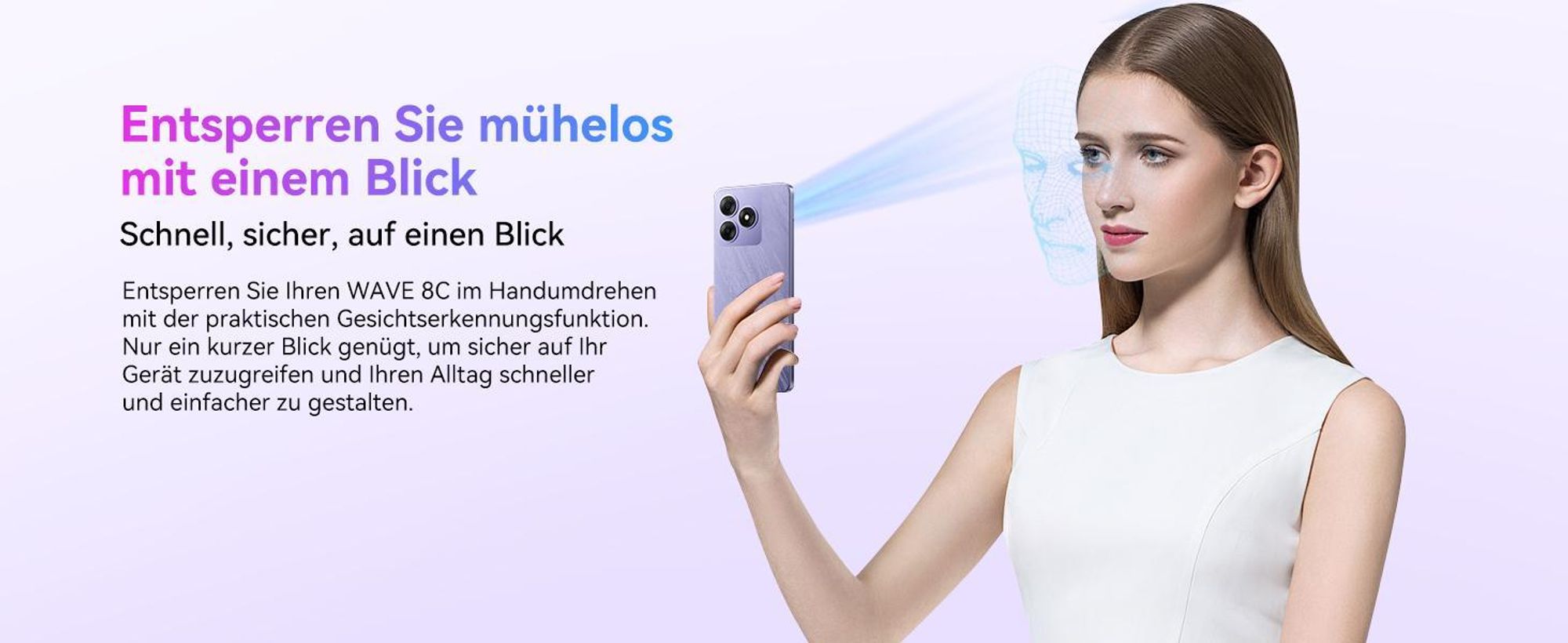 Blackview Wave 8C 6.56" Handy Ohne Vertrag, 6GB+64GB, Dual SIM, 4700mAh,Face ID, 13MP+ 8MP Kamera, 4G, Dawn Blue
