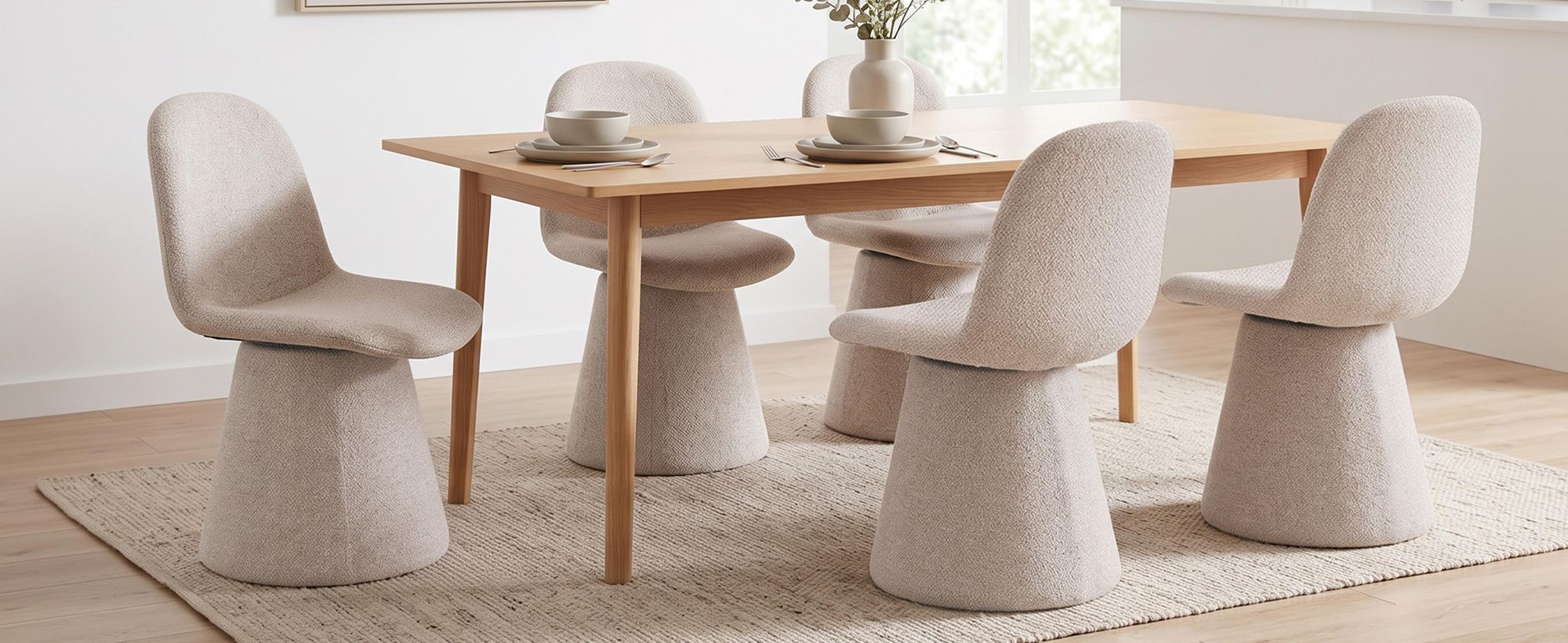 Duhome sedia da pranzo in tessuto bouclé Poltrona imbottita Poltrona imbottita con schienale Sedia girevole per sala da pranzo Soggiorno Camera da letto, Beige