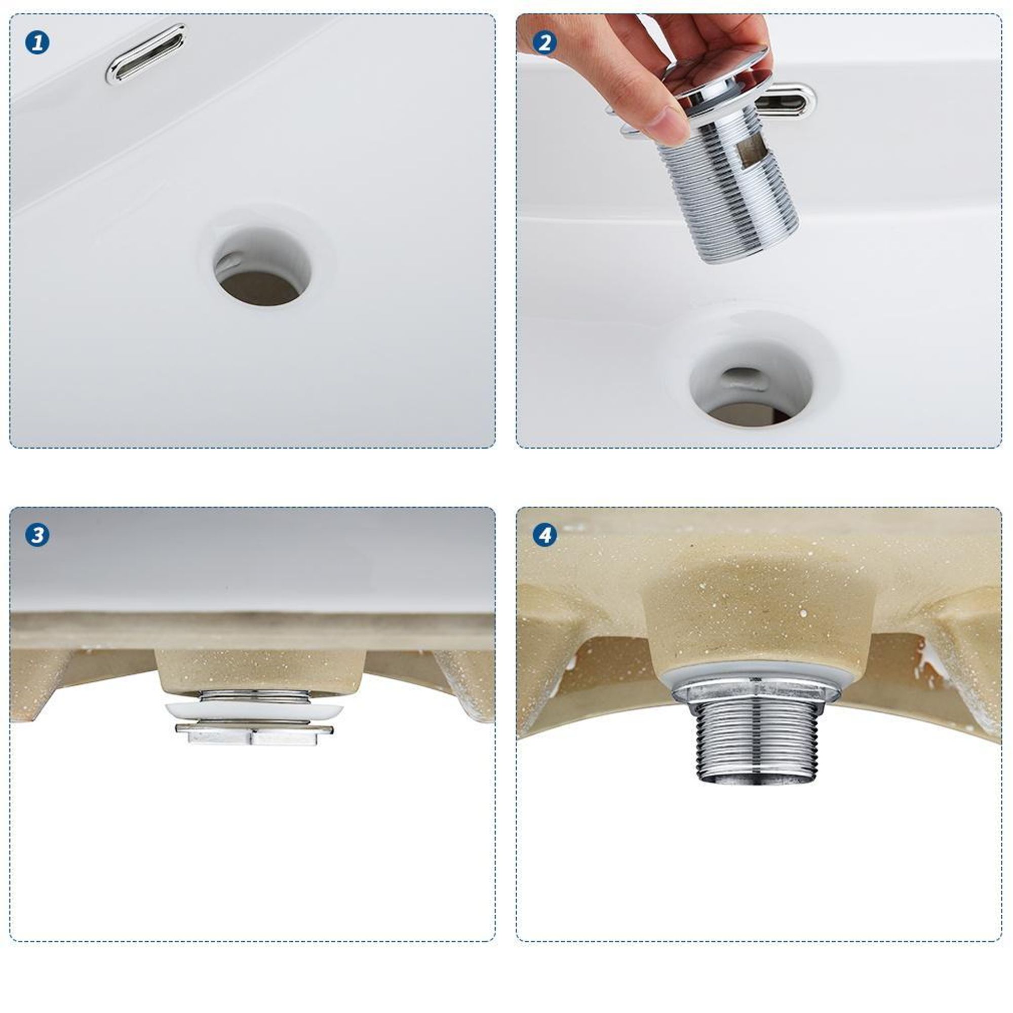 Auralum Universal Ablaufgarnitur Waschbecken Pop up Ventil Abflussgarnitur mit Überlauf für Waschbecken Waschtisch